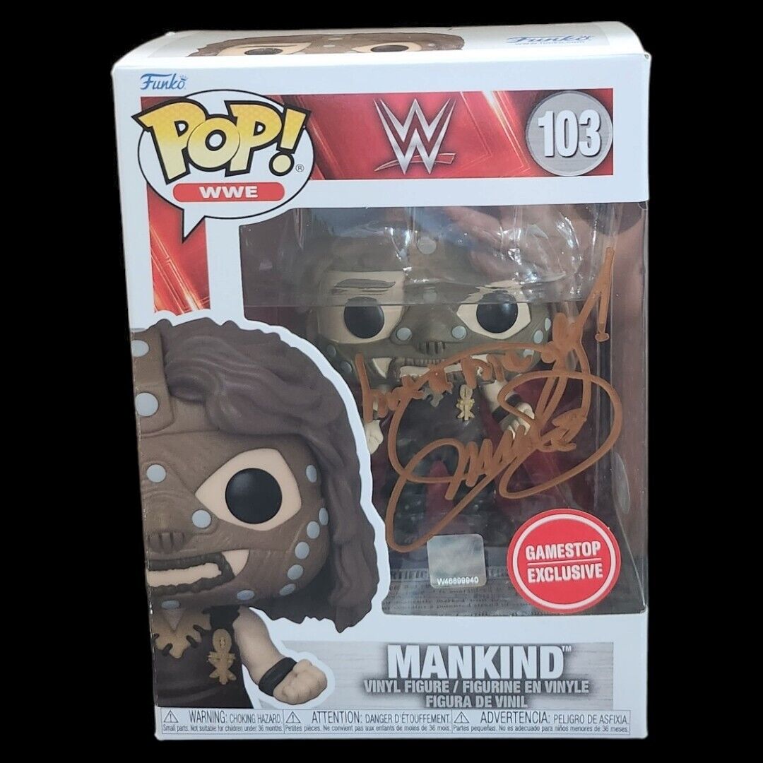 Funko POP WWE Mankind #103 Game Stop Exclusive Signed By Mick Foley PSA COA