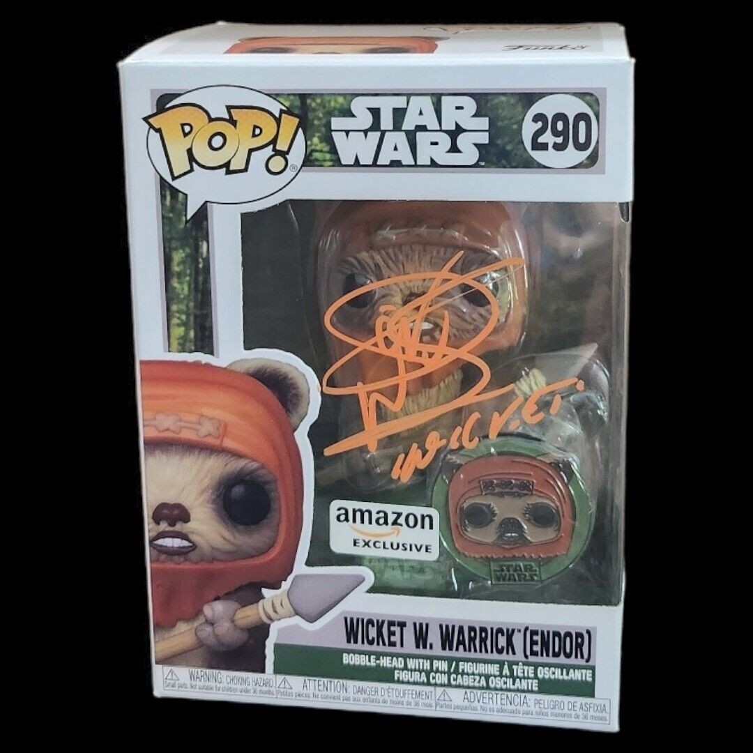 Signed Funko Pop Star Wars Wicket Warrick Endor #290 AMAZON EXCLUSIVE W/ Pin JSA