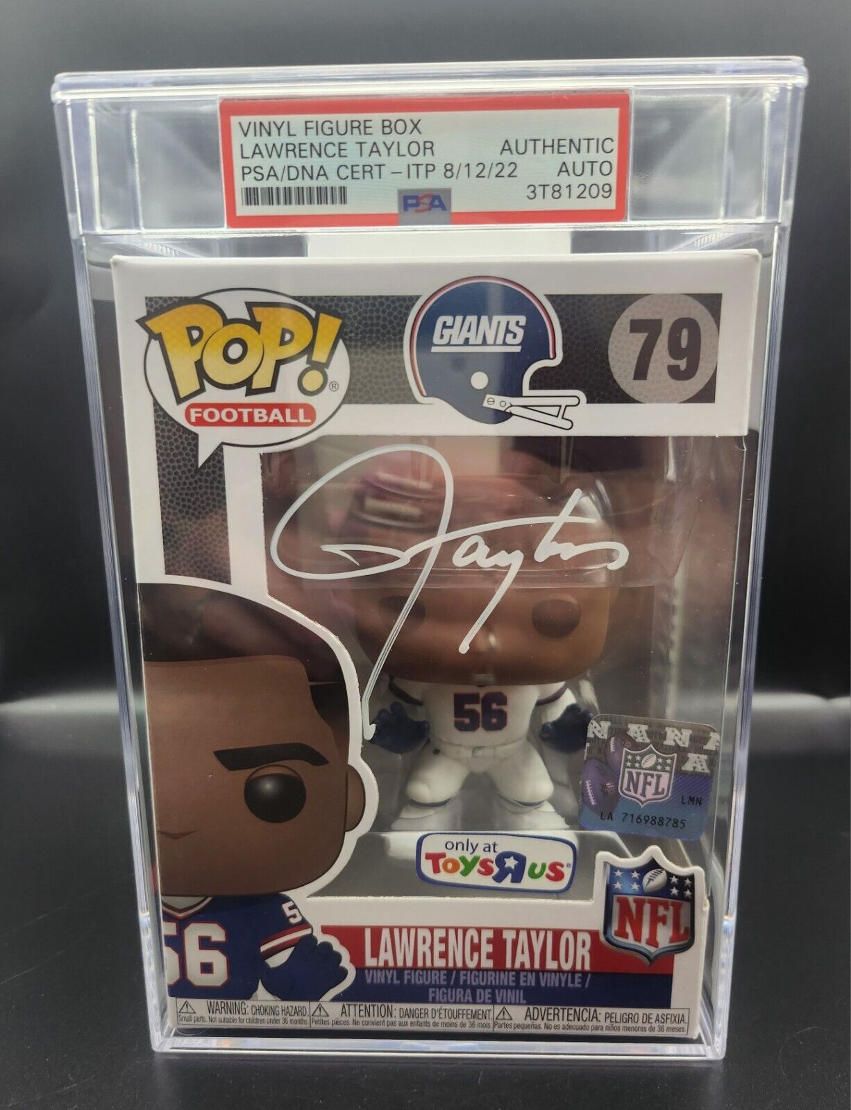 Signed PSA Encapsulated Lawrence Taylor New York Giants NFL Funko Pop! Legends