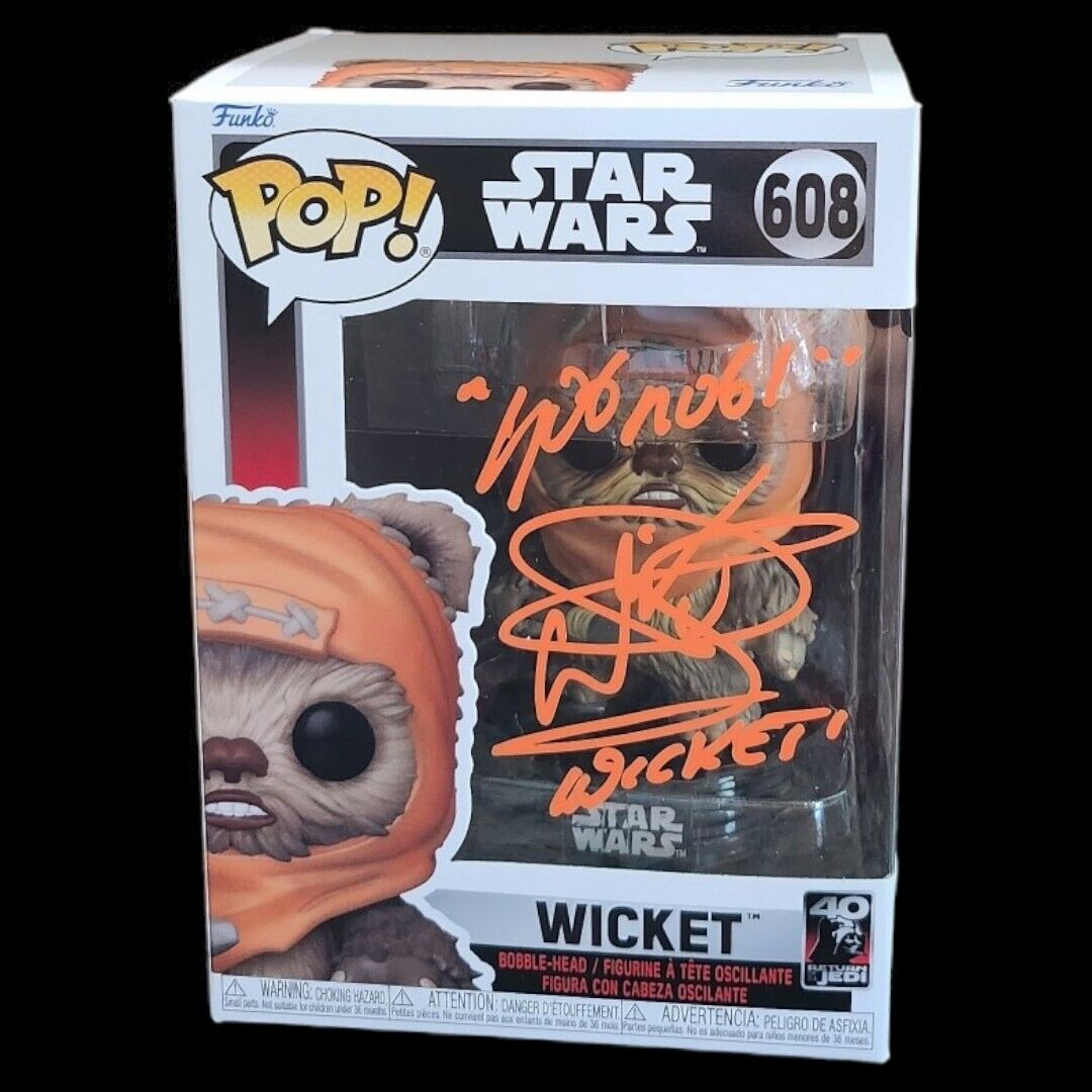 Funko POP Star Wars 40th Anniversary #608 Wicket Signed By Warwick Davis JSA COA