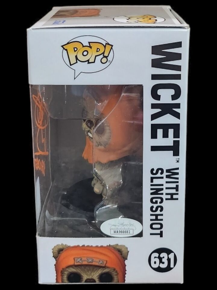 Signed By Warwick Davis Funko Pop Star Wars Wicket with Slingshot #631 JSA COA