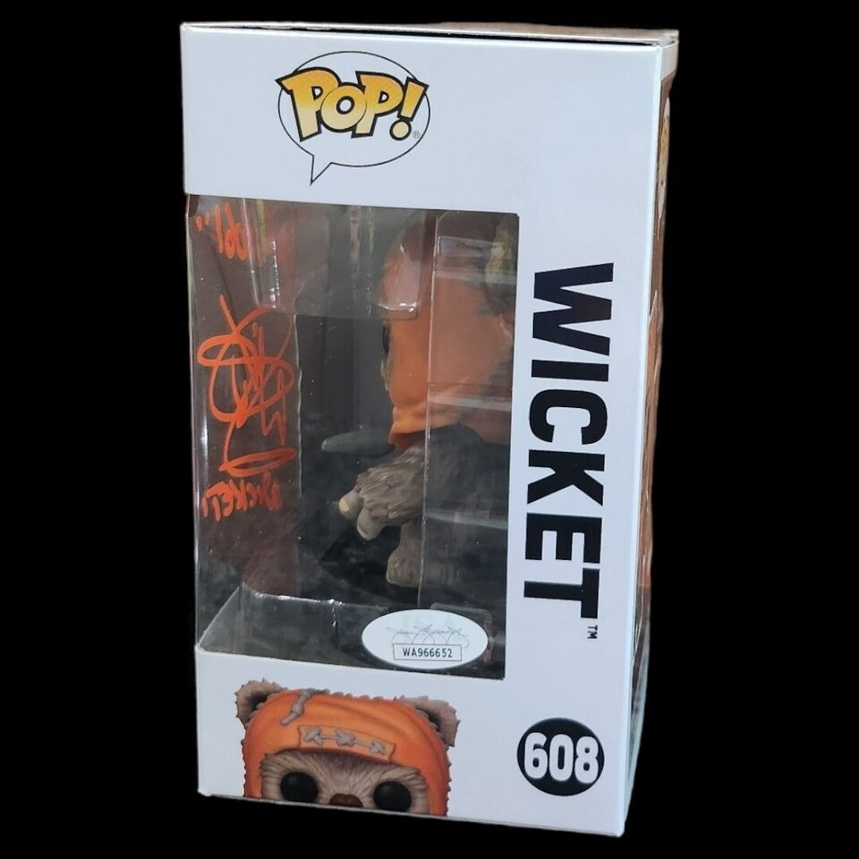 Funko POP Star Wars 40th Anniversary #608 Wicket Signed By Warwick Davis JSA COA