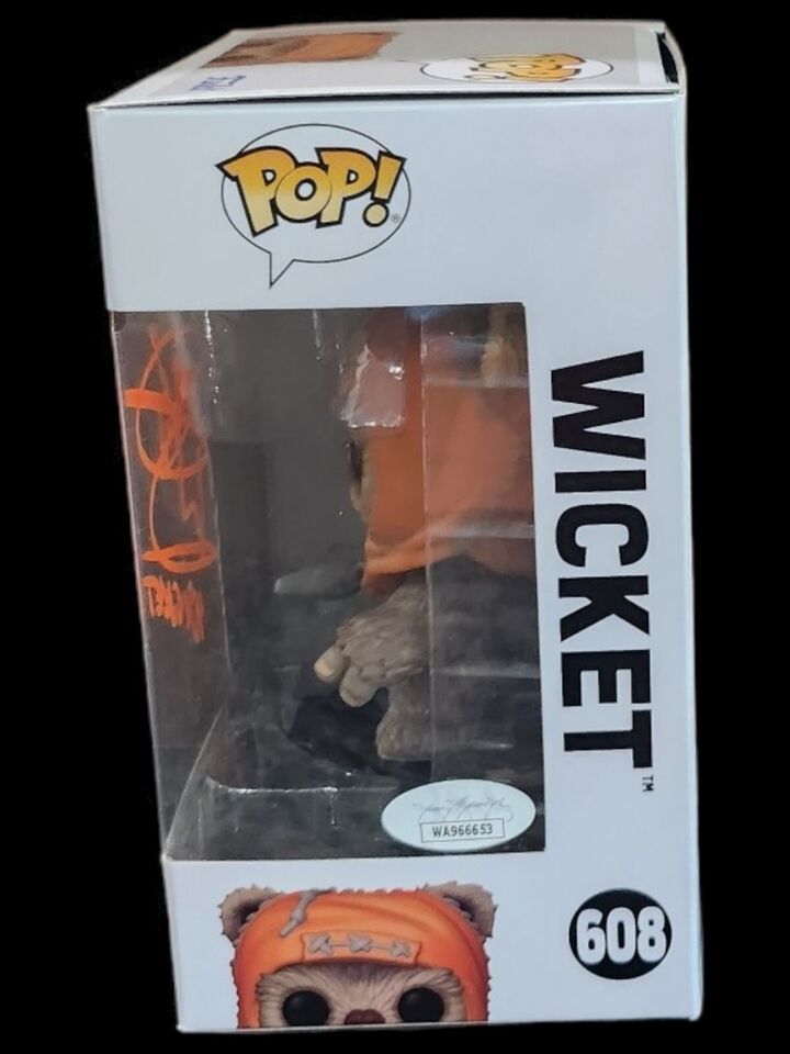 Funko POP Star Wars 40th Anniversary #608 Wicket Signed By Warwick Davis JSA COA