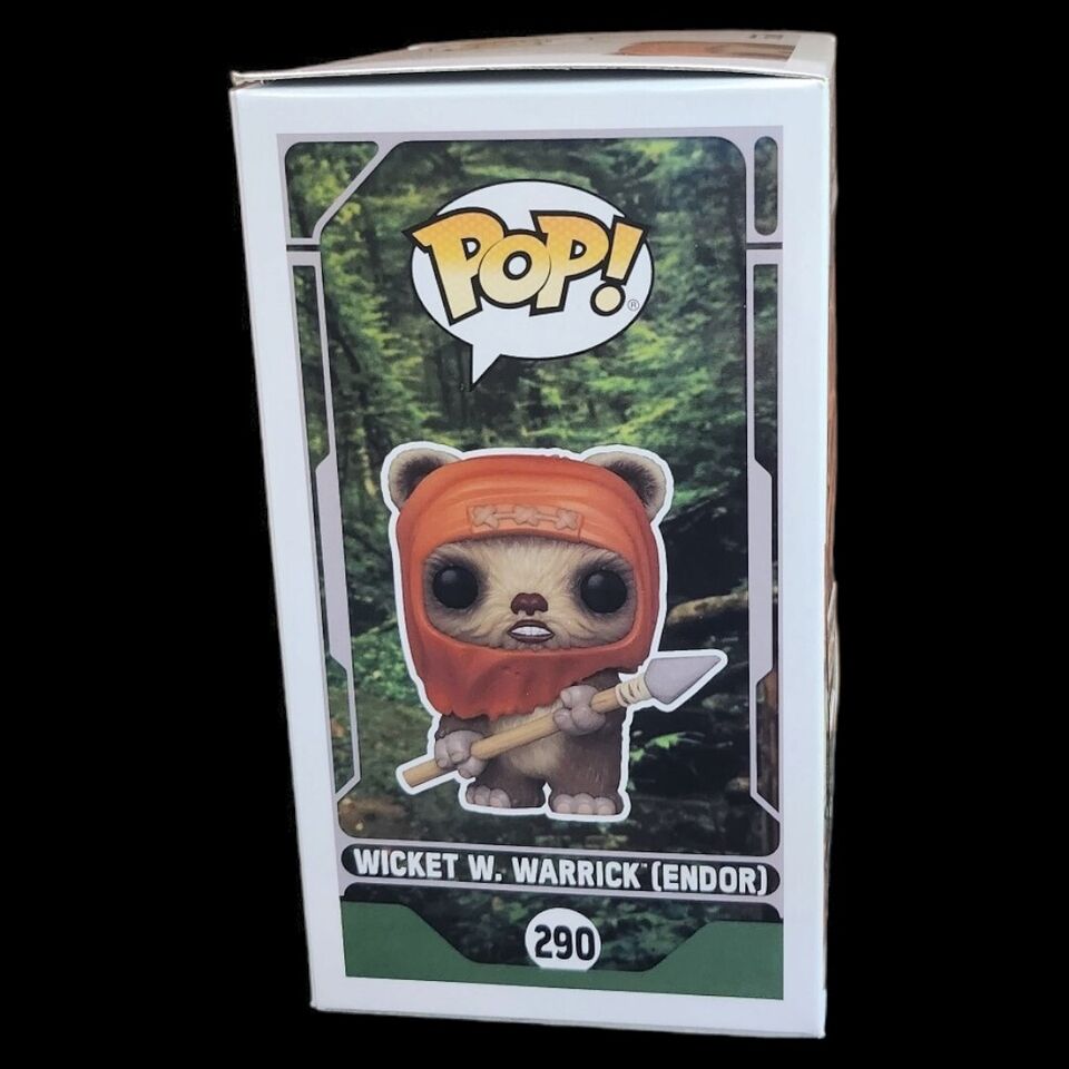 Signed Funko Pop Star Wars Wicket Warrick Endor #290 AMAZON EXCLUSIVE W/ Pin JSA