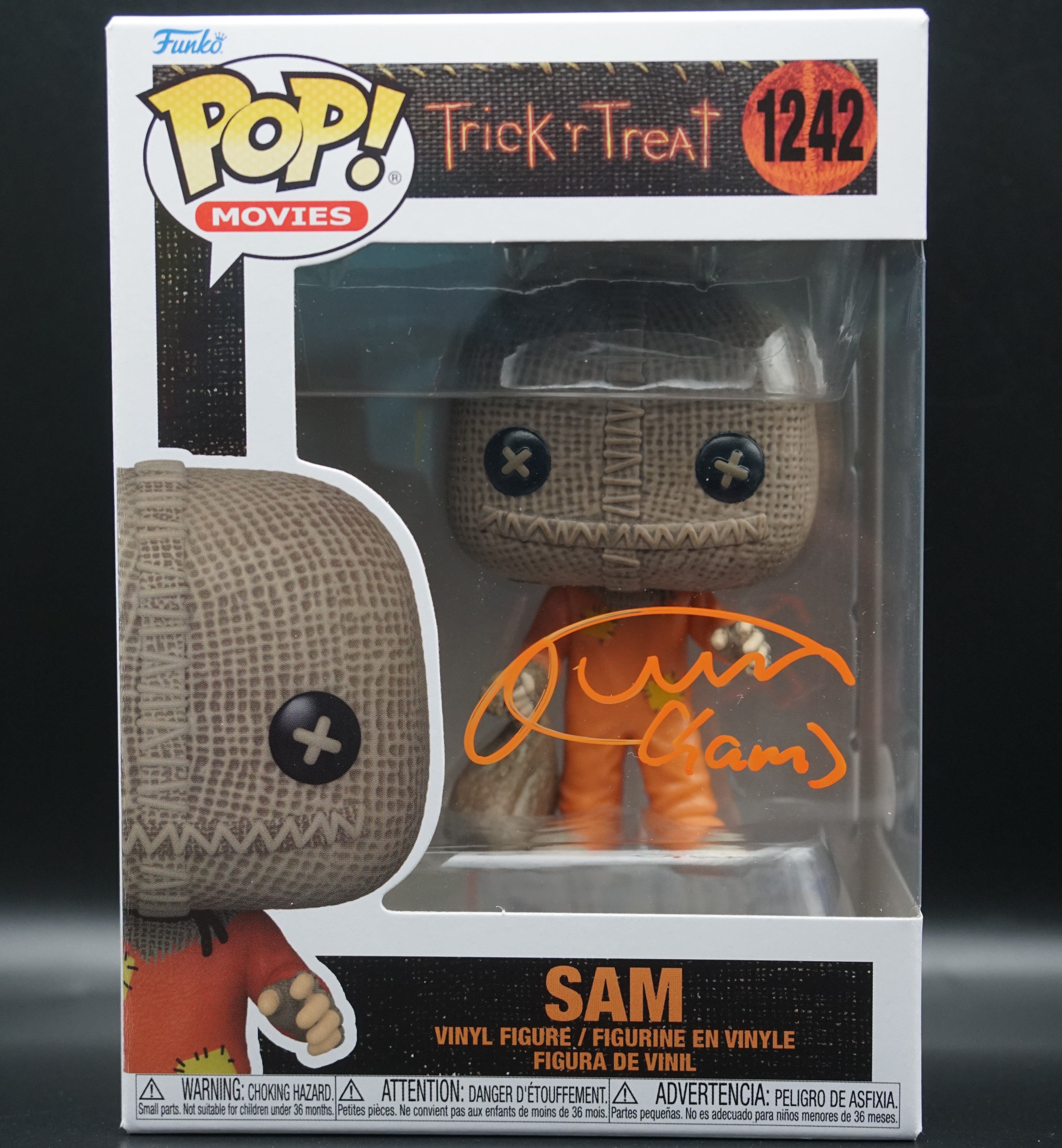 Sam Funko Pop #1242 with Orange Paint Pen PSA COA- Signed by Quinn Lord