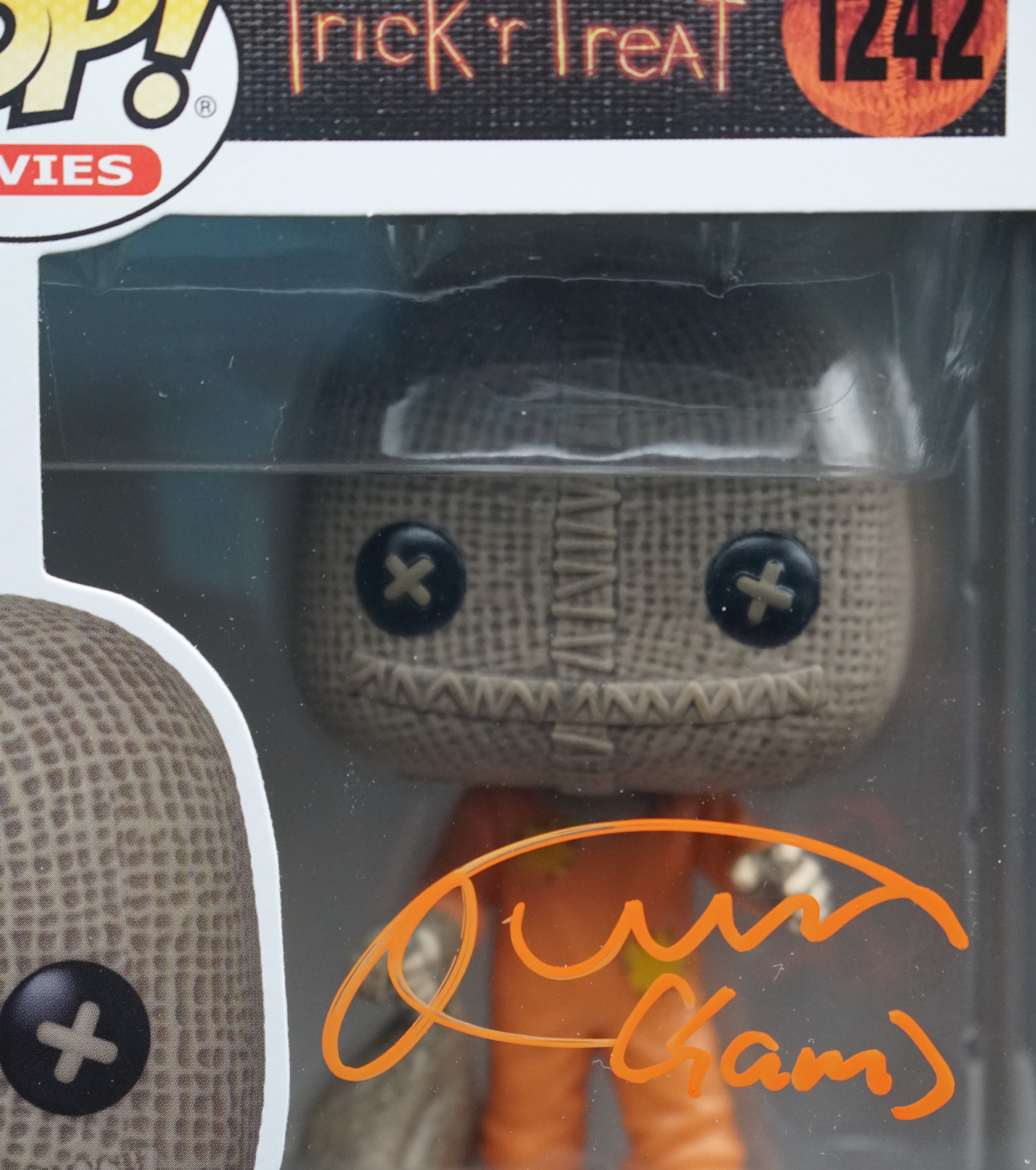 Sam Funko Pop #1242 with Orange Paint Pen PSA COA- Signed by Quinn Lord