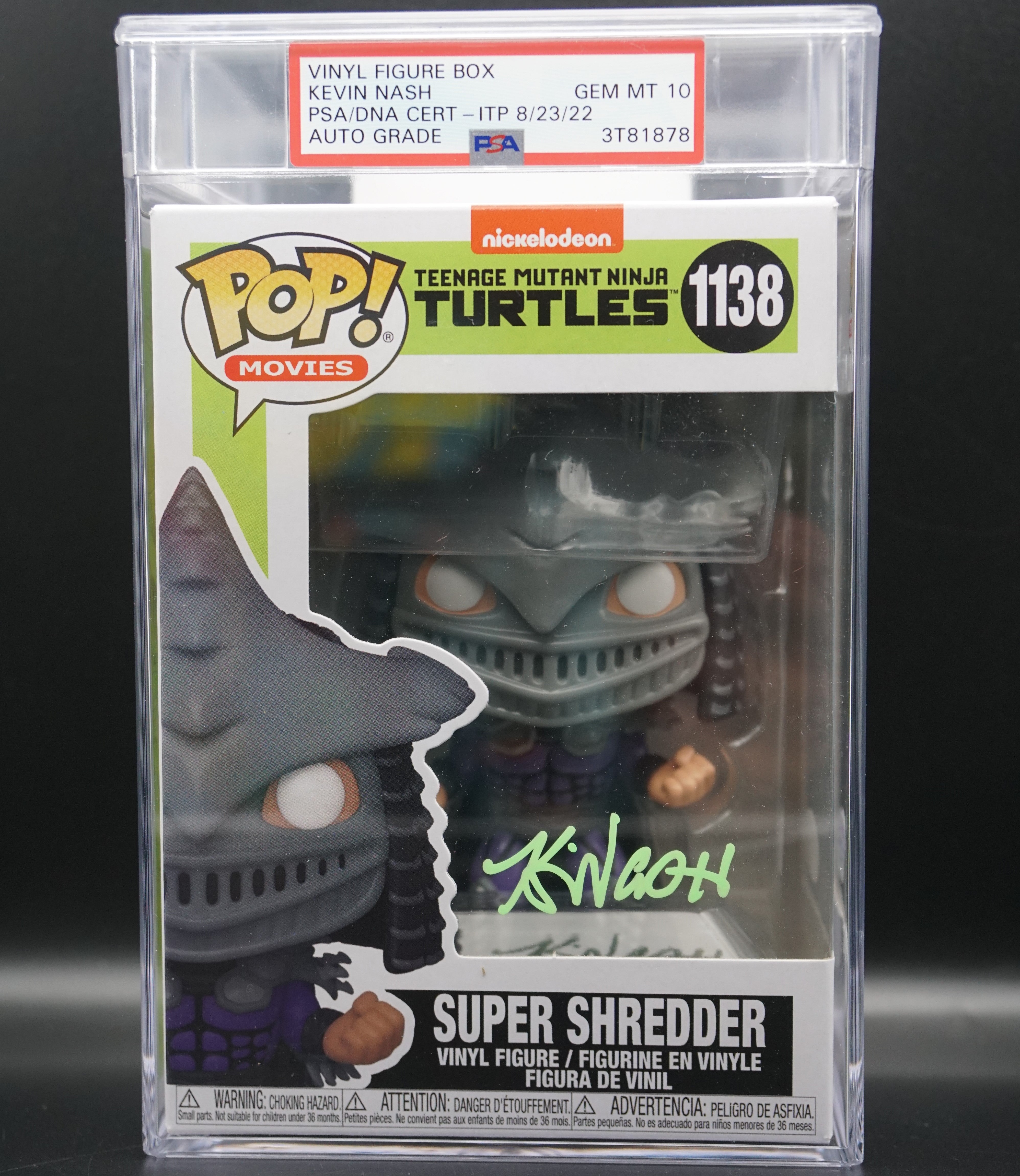 Super Shredder Funko Pop # 1138 Encapsulated GEM MT 10 PSA COA  - Signed by Kevin Nash