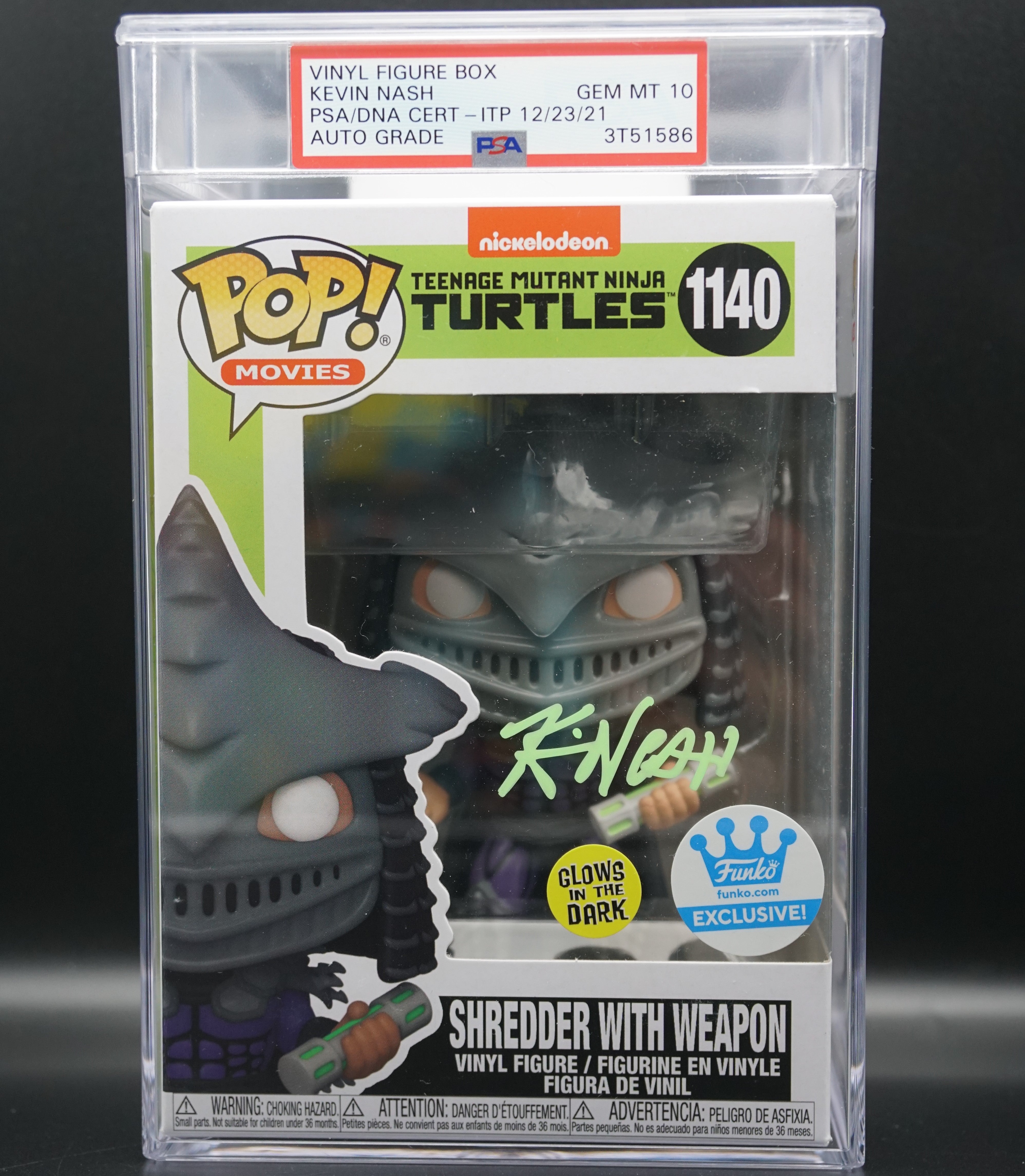 Super Shredder Funko Pop #1140 Encapsulated GEM MT 10 PSA COA  - Signed by Kevin Nash