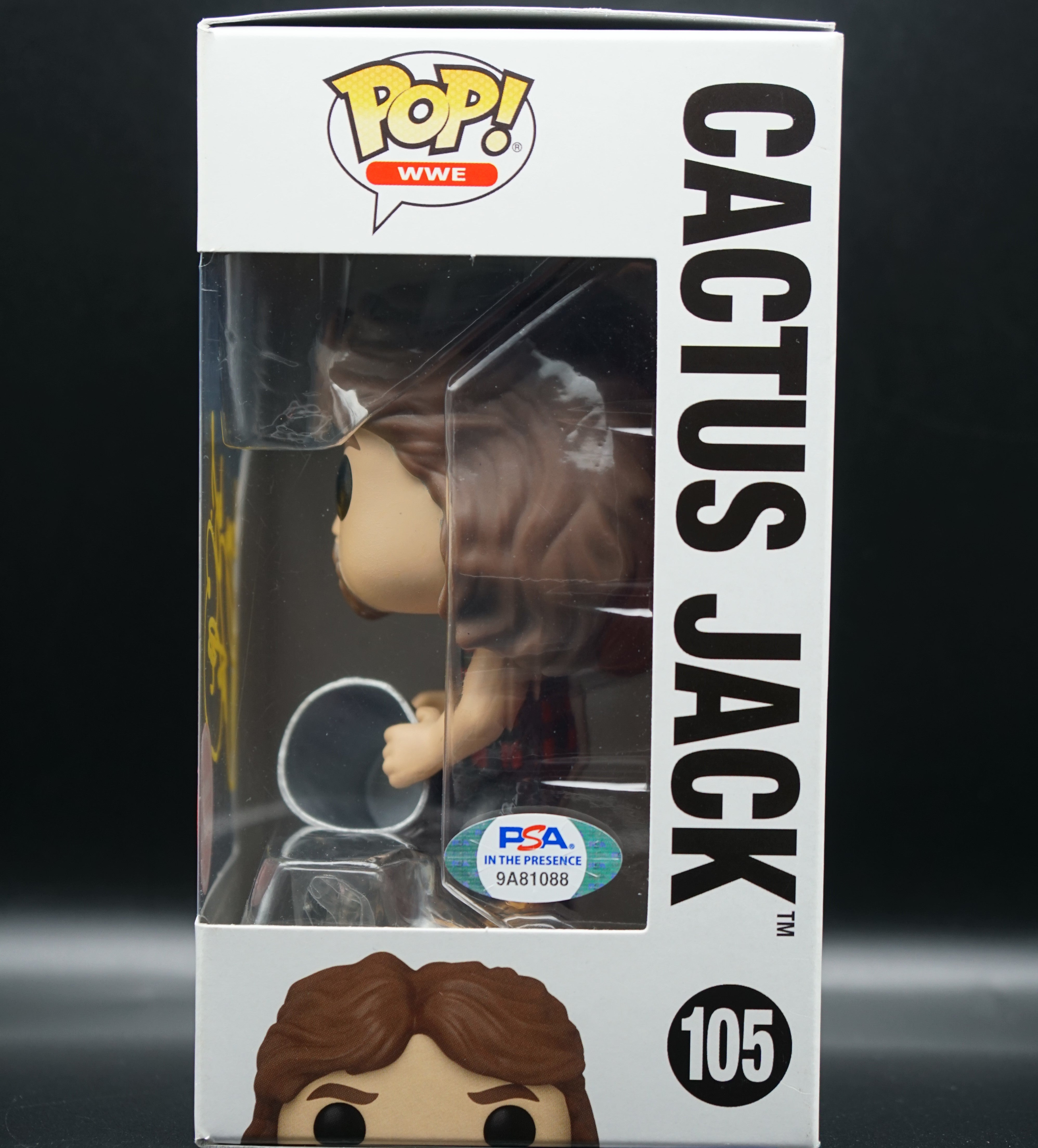 WWE Cactus Jack Funko Pop #105 GameStop Exclusive PSA COA Inscription "Bang Bang" - Signed by Mick Foley as Cactus Jack