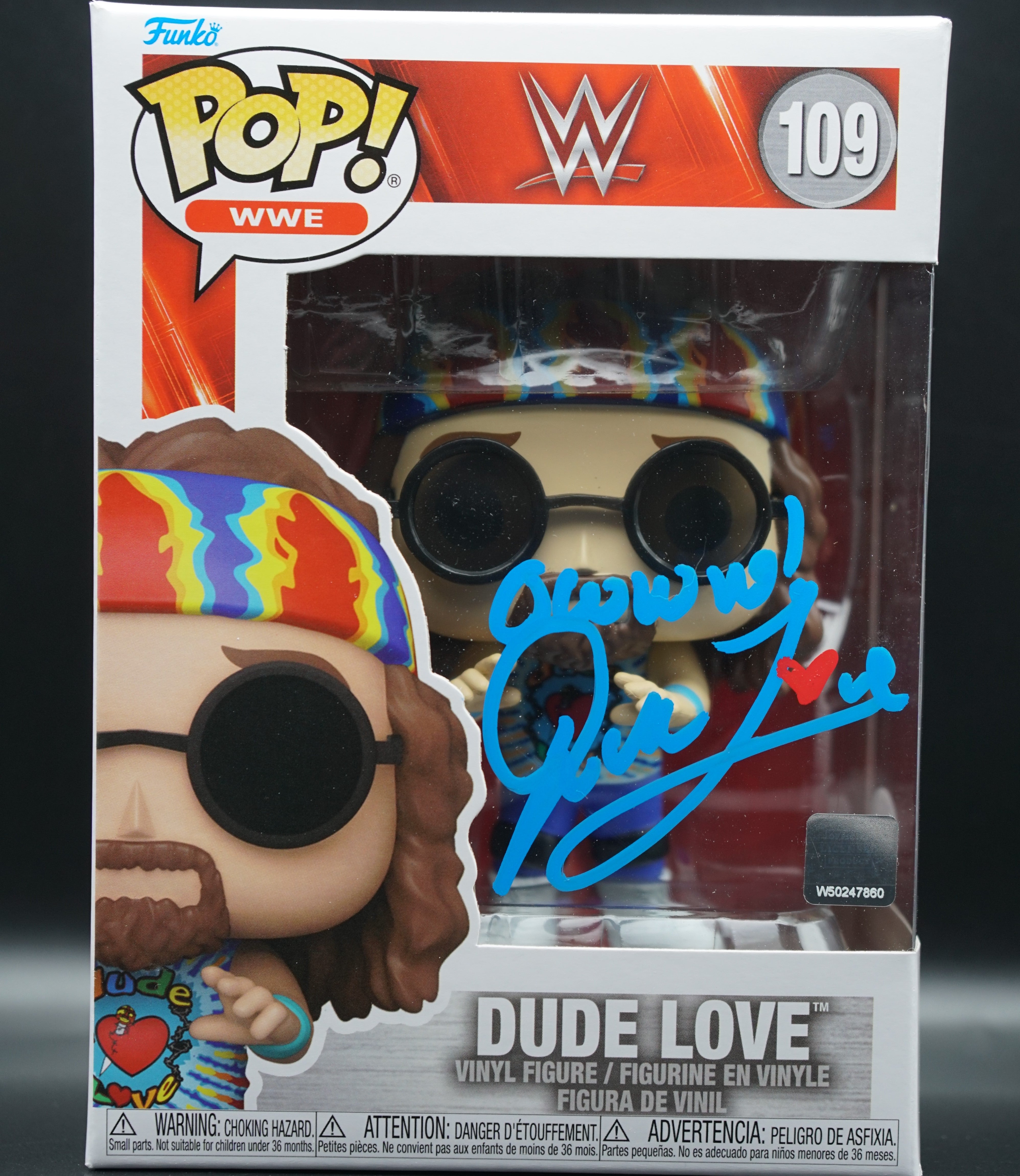 WWE Dude Love Funko Pop # PSA COA inscription "owwwe!" - Signed by Mick Foley as Dude Love