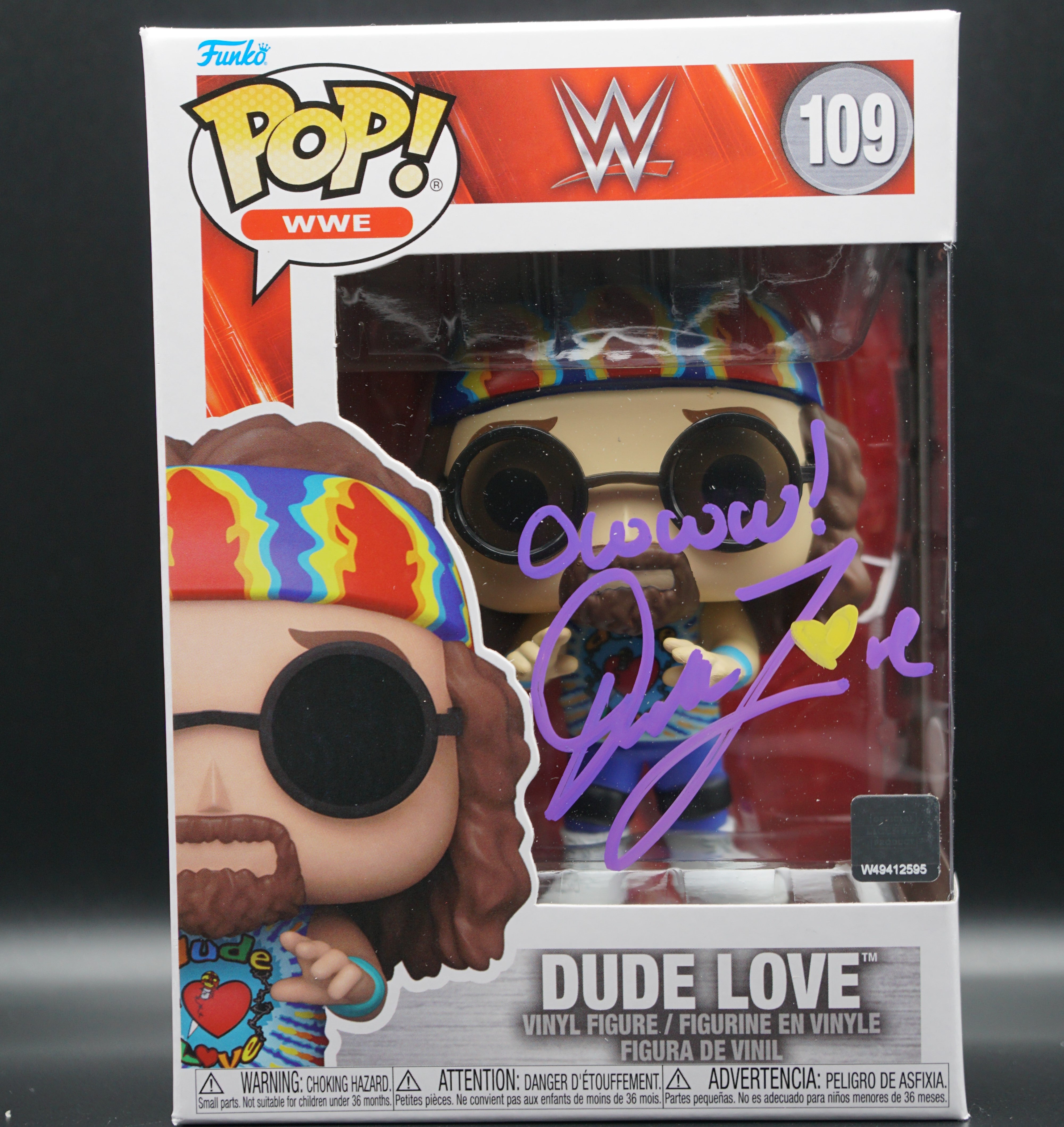 WWE Dude Love Funko Pop # PSA COA inscription "owwwe!" - Signed by Mick Foley as Dude Love