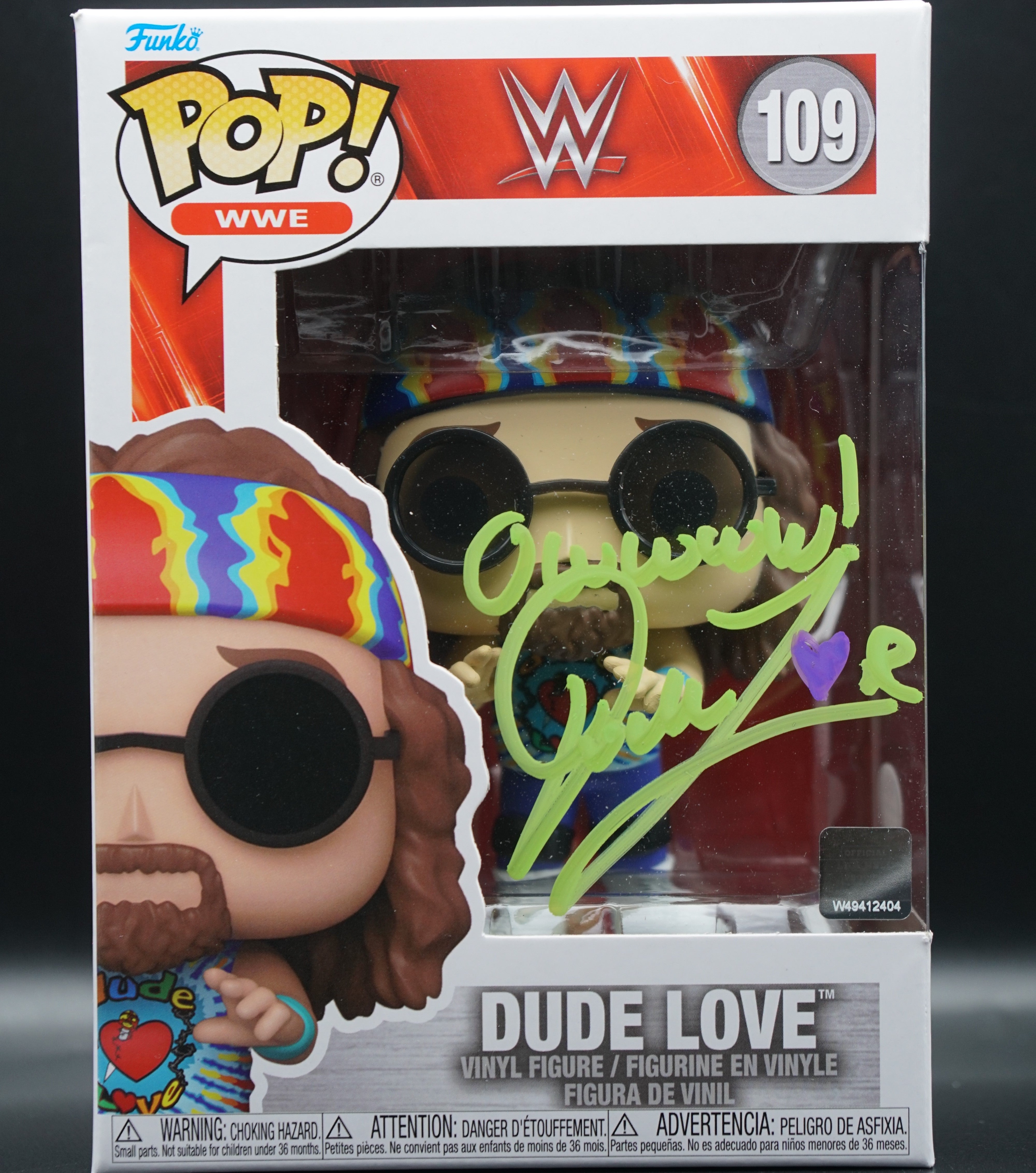 WWE Dude Love Funko Pop # PSA COA inscription "owwwe!" - Signed by Mick Foley as Dude Love