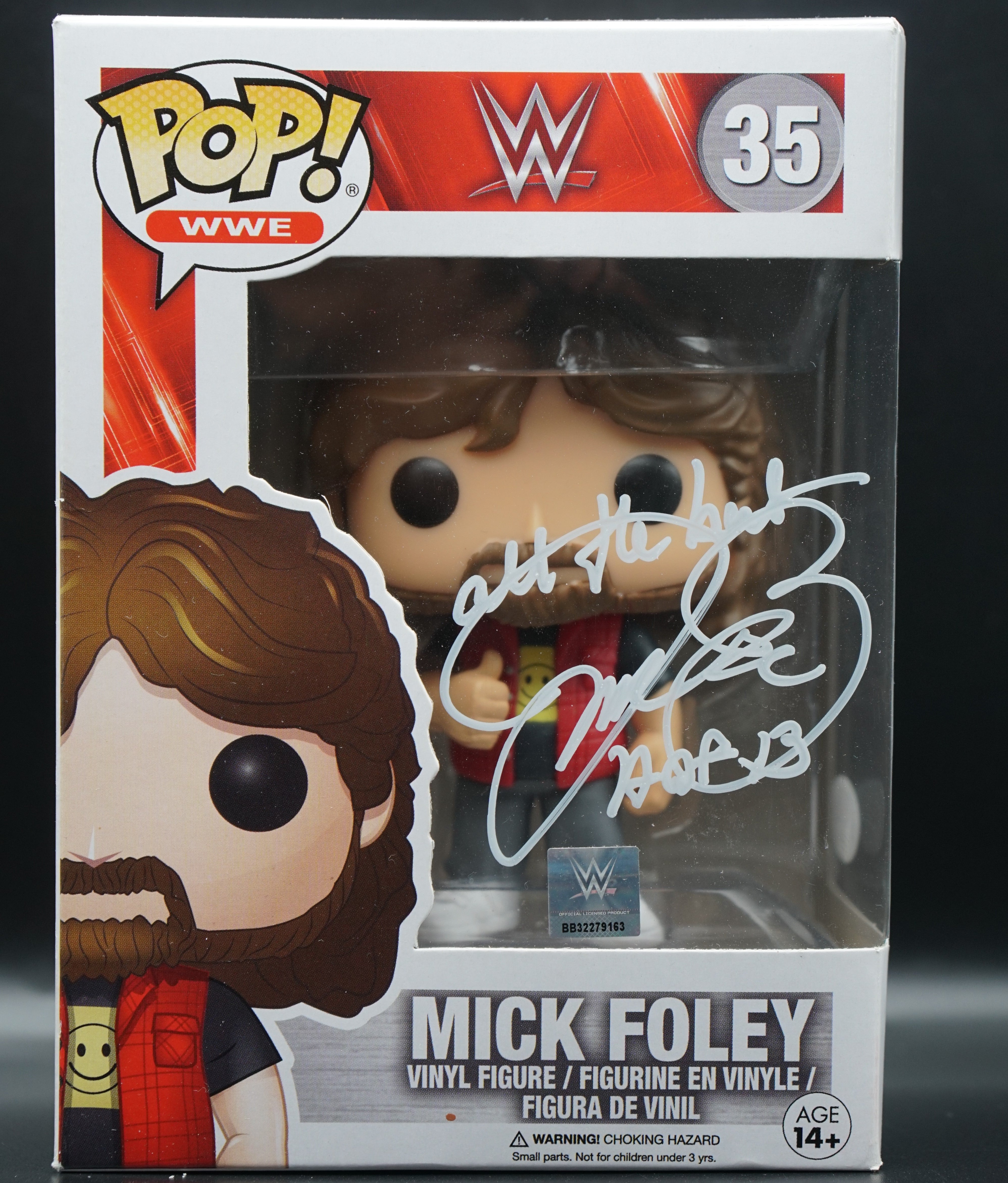 WWE Mick Foley Funko Pop #35 PSA COA inscription "All The Best & HOF 13" - Signed by Mick Foley