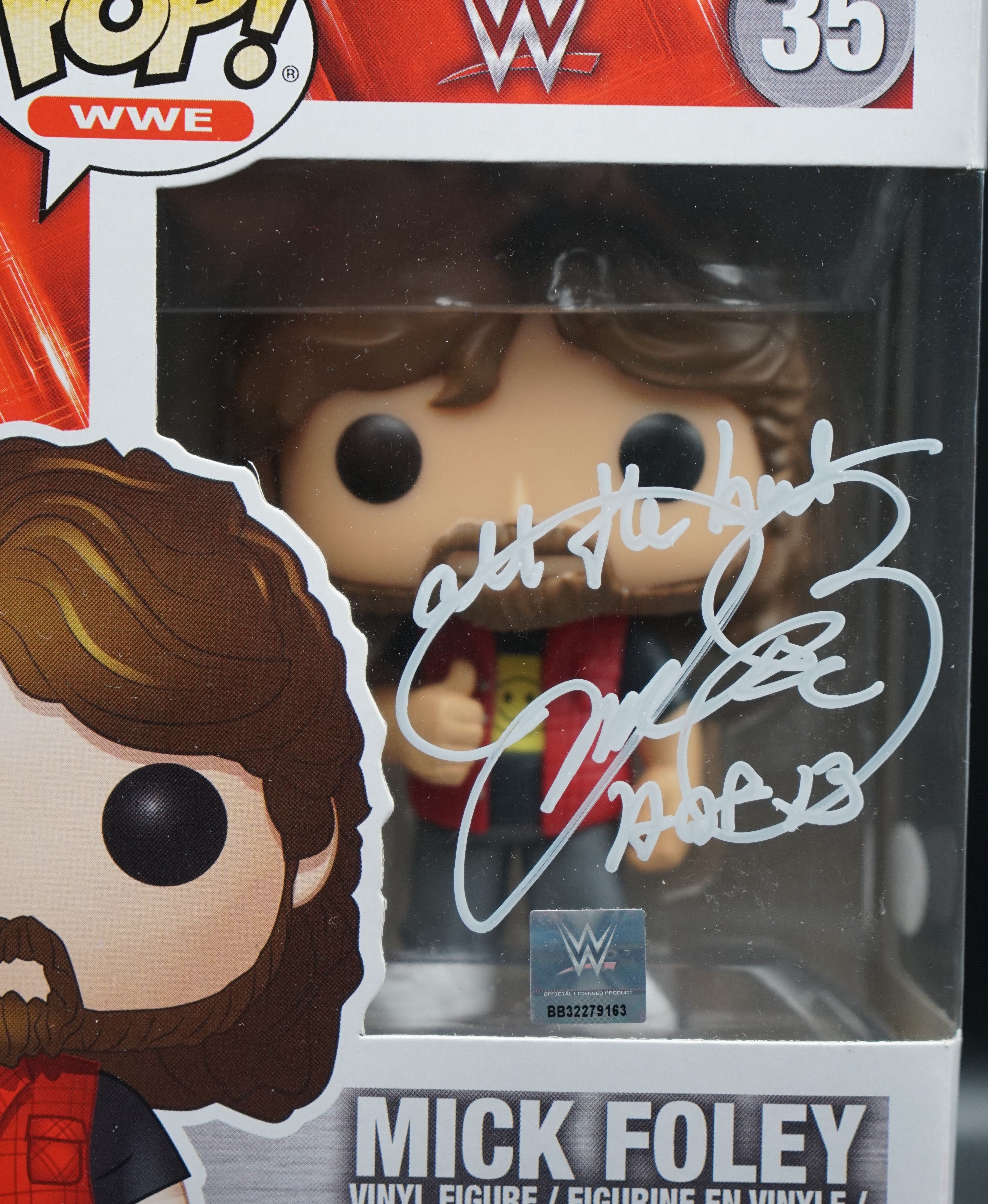 WWE Mick Foley Funko Pop #35 PSA COA inscription "All The Best & HOF 13" - Signed by Mick Foley