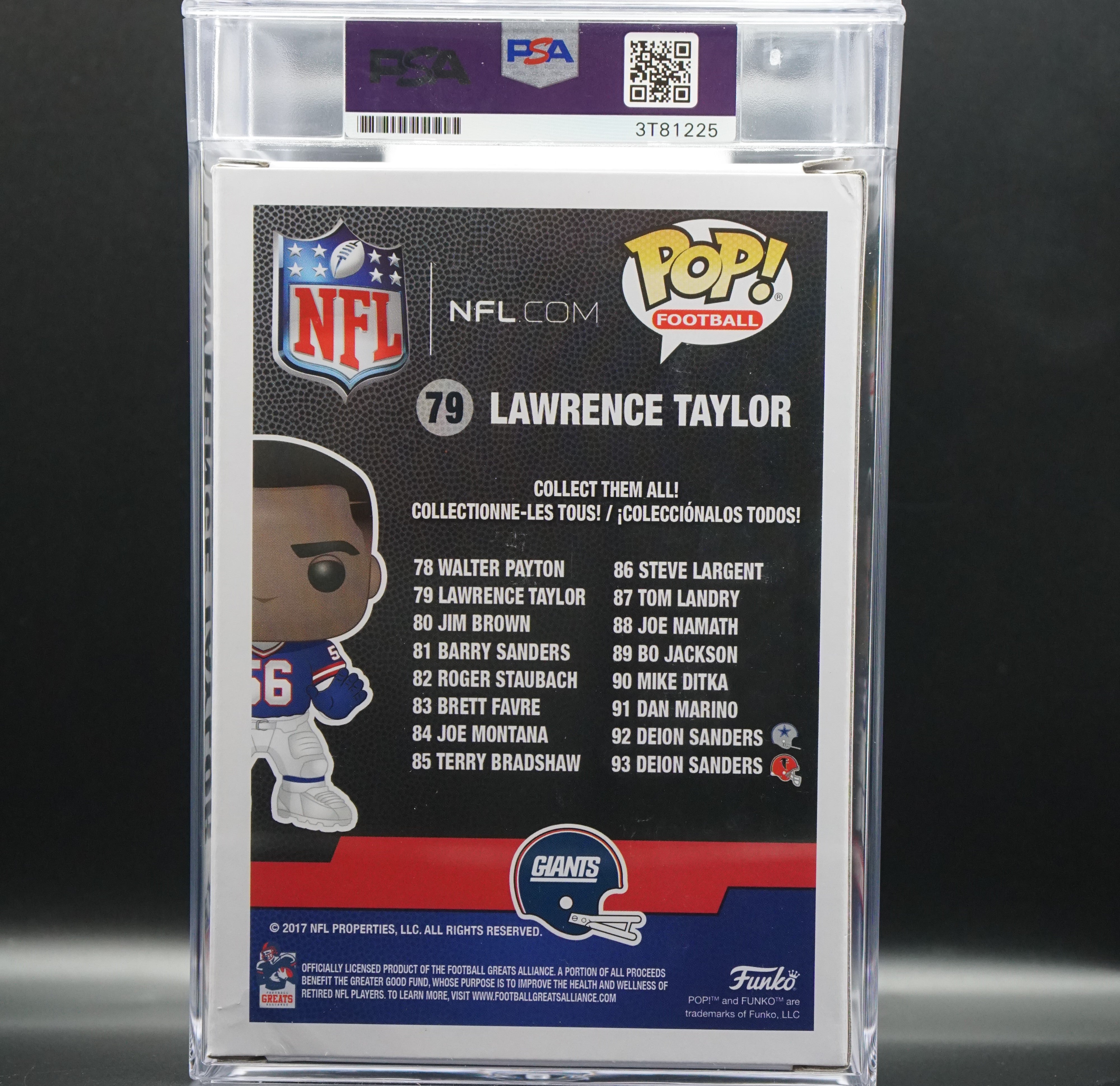 NY Giants Funko Pop #79 Encapsulated Lawrence Taylor PSA COA - Signed by Lawrence Taylor