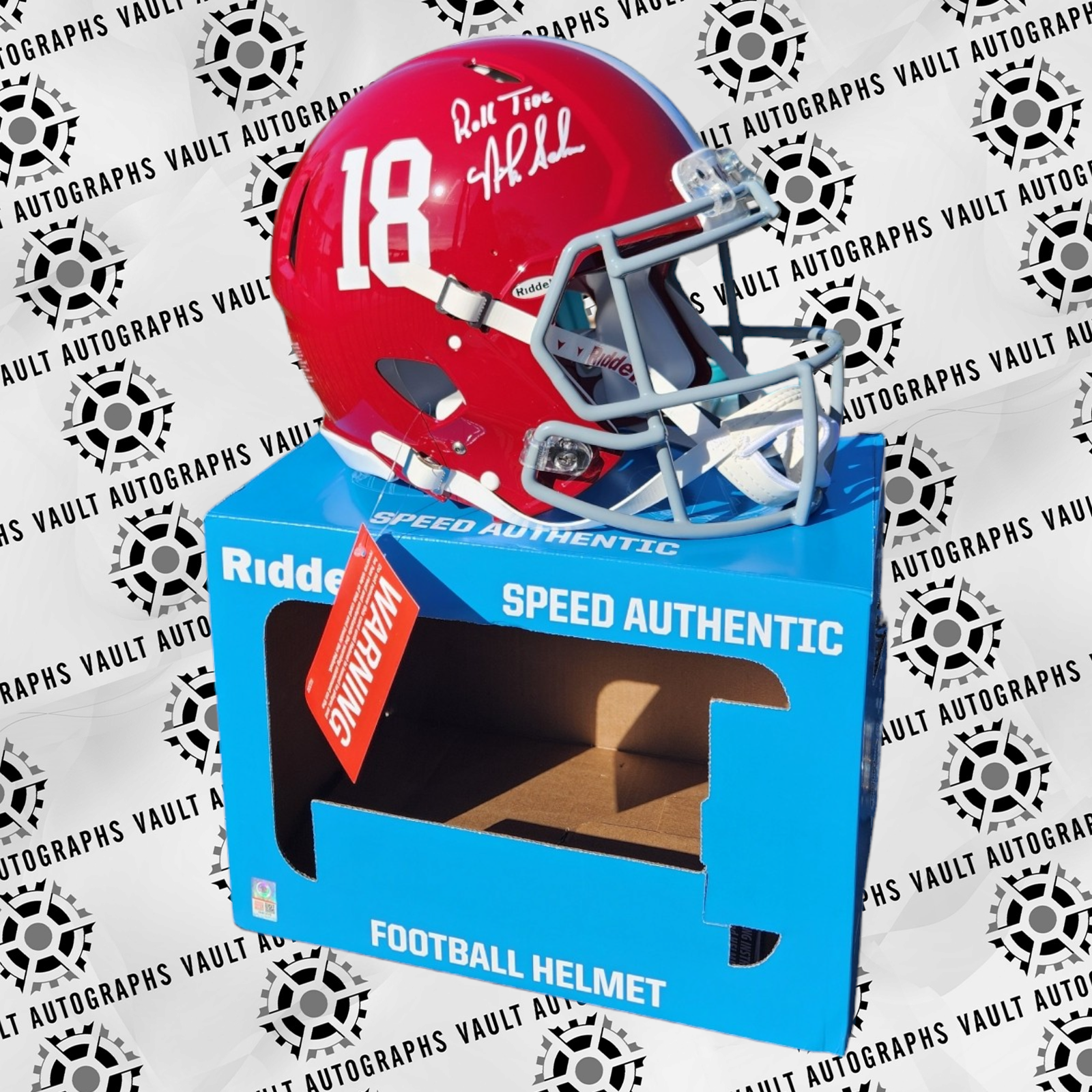 Nick Saban Signed Riddell Authentic Football Helmet Beckett Witnessed COA