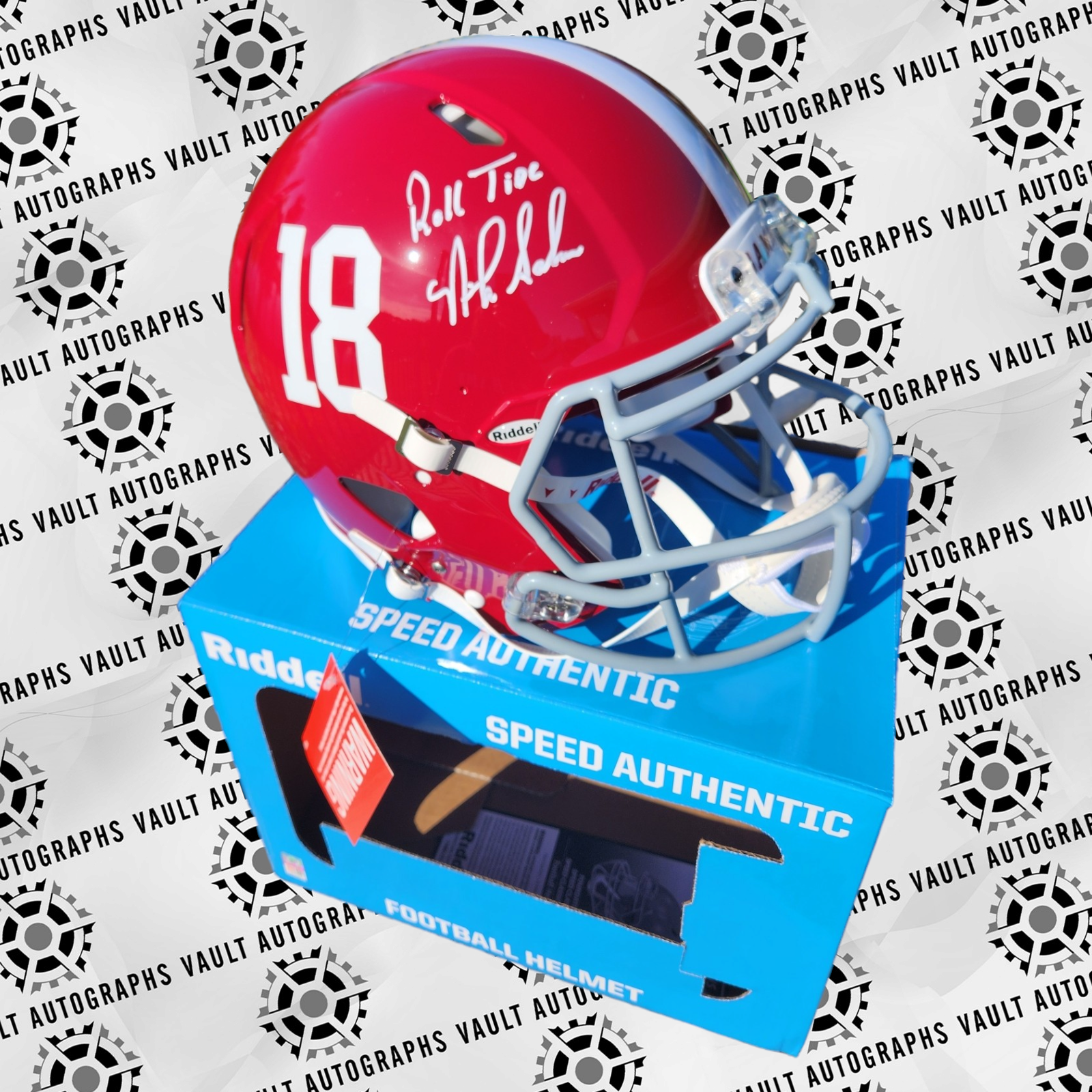 Nick Saban Signed Riddell Authentic Football Helmet Beckett Witnessed COA