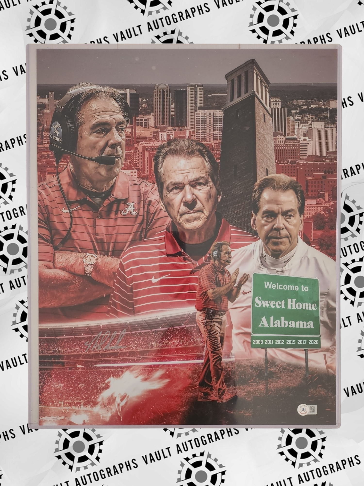 Nick Saban Signed 16x20 Photo Beckett COA