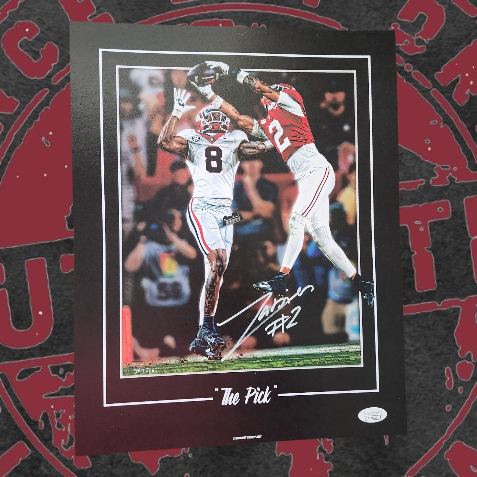 Zabien Brown INT against UGA, size 11x14, JSA COA