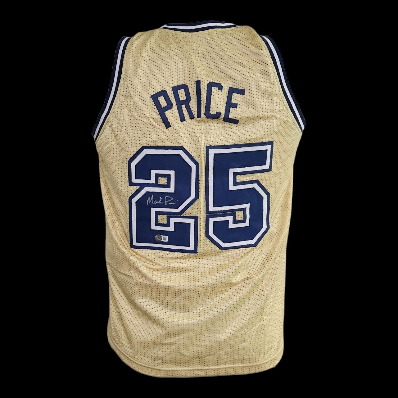 Mark Price Signed Georgia Tech Custom Basketball Jersey Size XL Beckett COA
