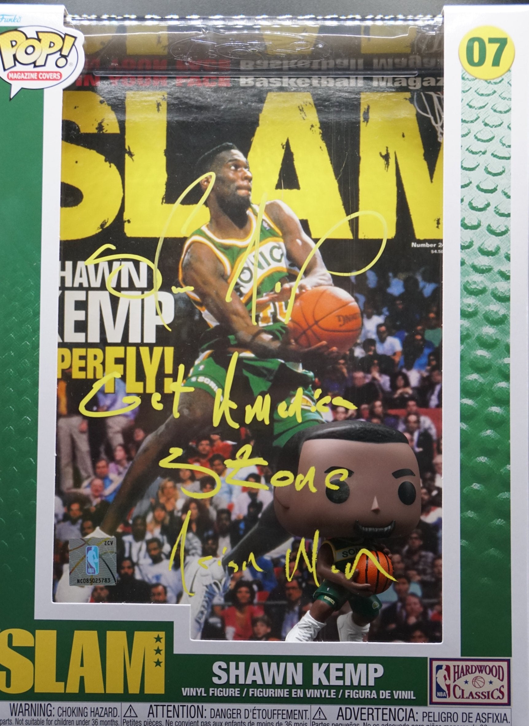 Slam Funko Pop #07 Signed by Shawn Kemp with Inscription "Get America Stoned"
