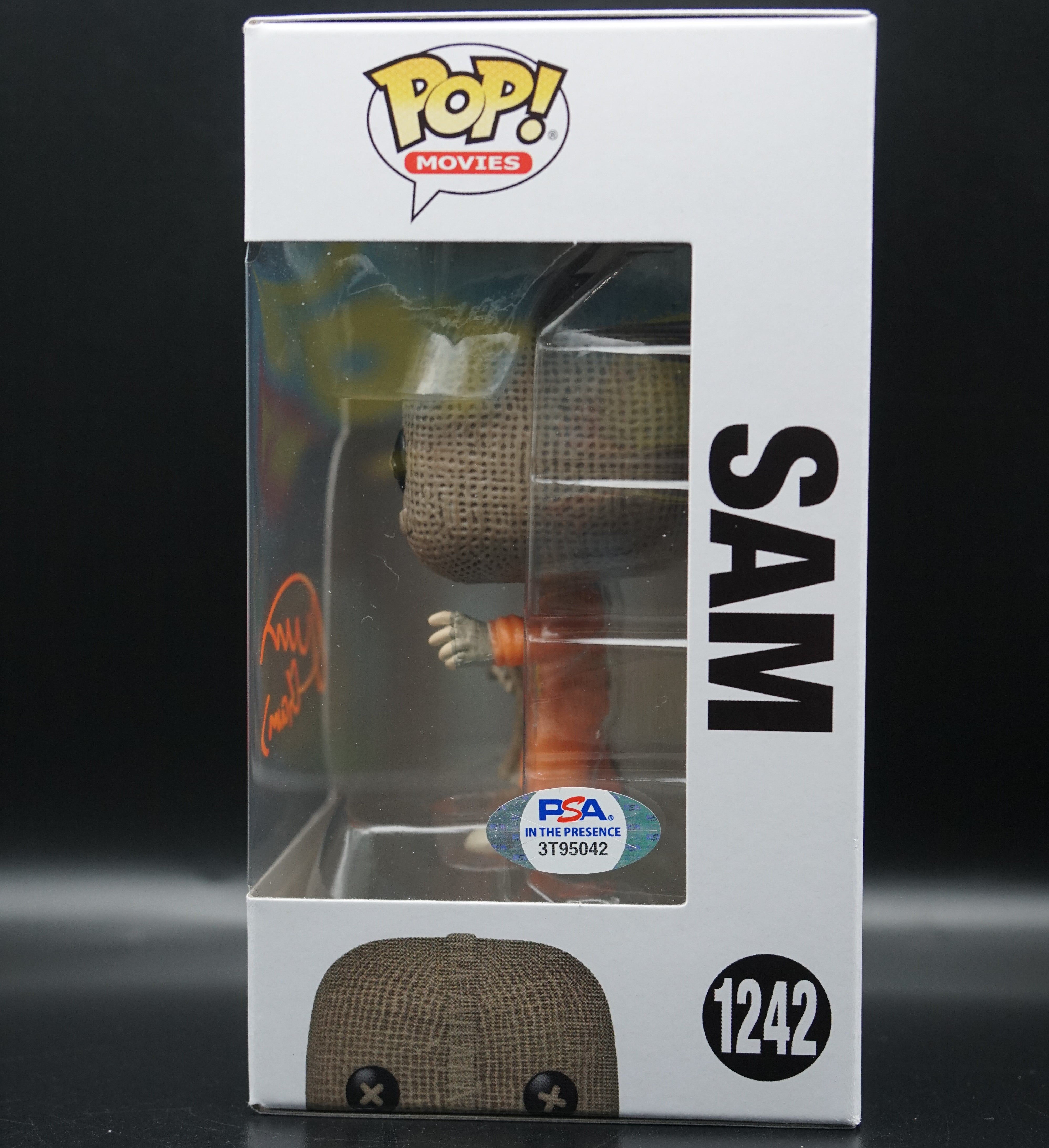 Sam Funko Pop #1242 with Orange Paint Pen PSA COA- Signed by Quinn Lord