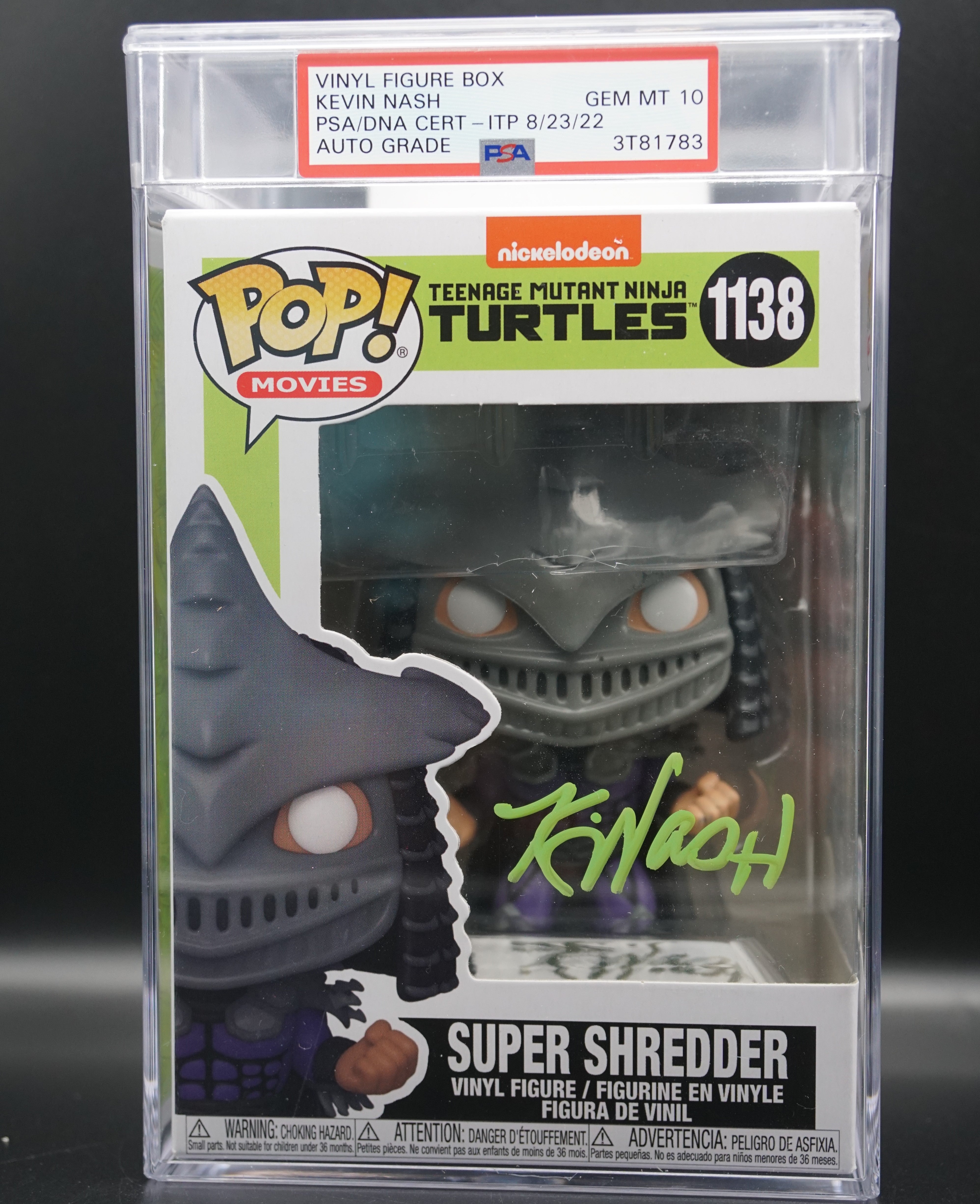 Super Shredder Funko Pop # 1138 Encapsulated GEM MT 10 PSA COA  - Signed by Kevin Nash