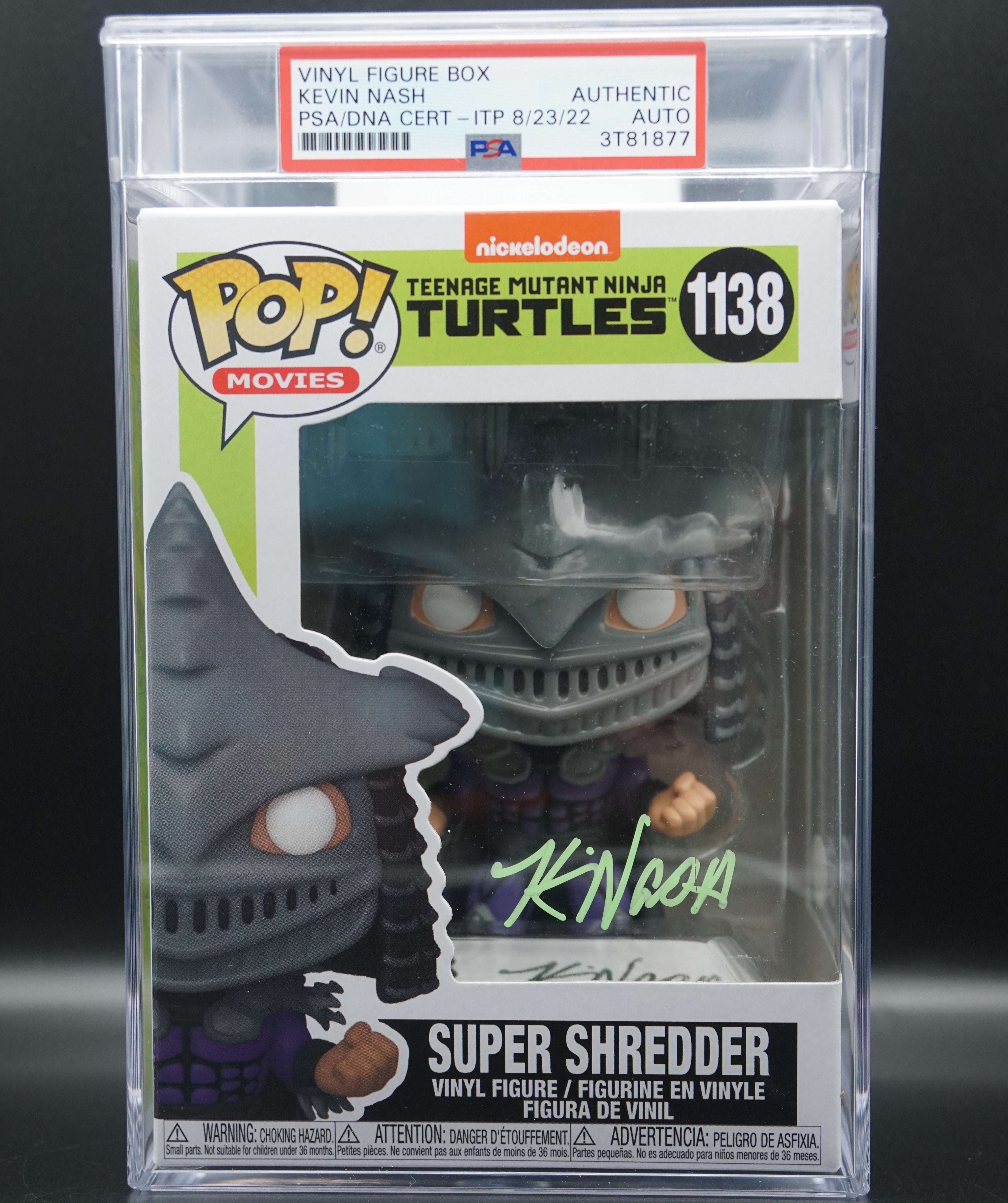 Encapsulated Super Shredder #1138 Neon Green Paint Pen PSA COA - Signed By Kevin Nash