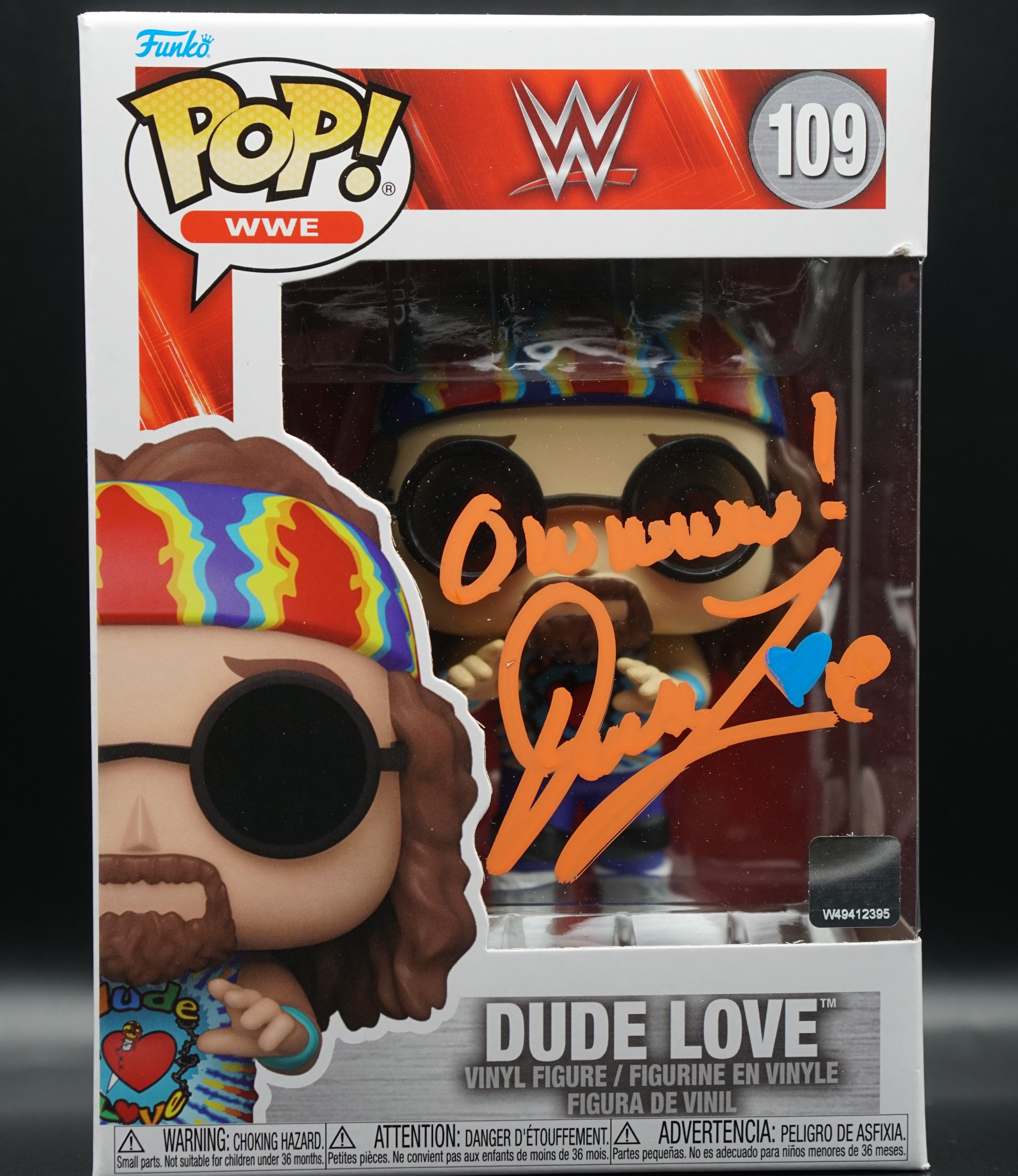 WWE Dude Love Funko Pop # PSA COA inscription "owwwe!" - Signed by Mick Foley as Dude Love
