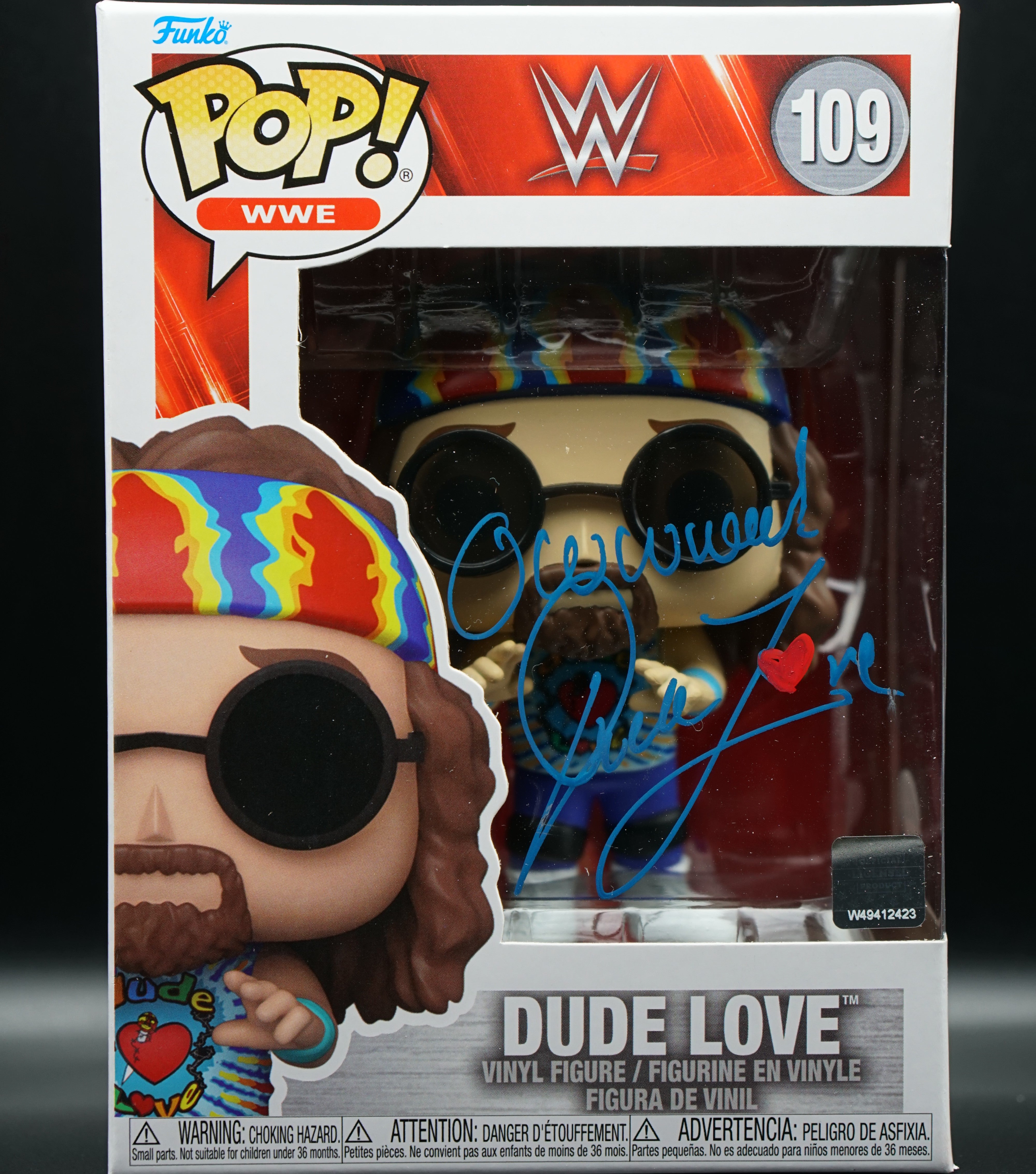 WWE Dude Love Funko Pop # PSA COA inscription "owwwe!" - Signed by Mick Foley as Dude Love