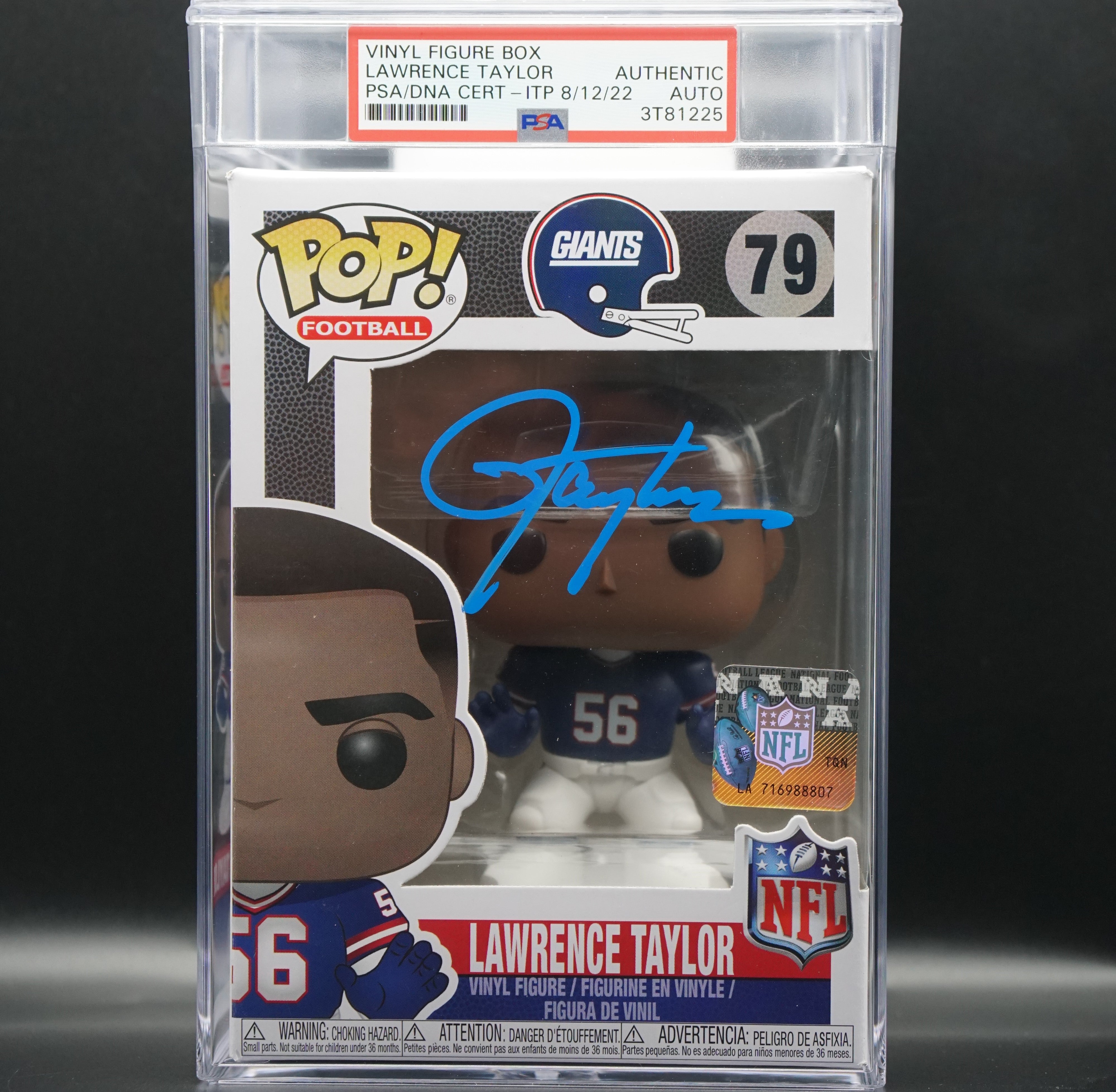 NY Giants Funko Pop #79 Encapsulated Lawrence Taylor PSA COA - Signed by Lawrence Taylor