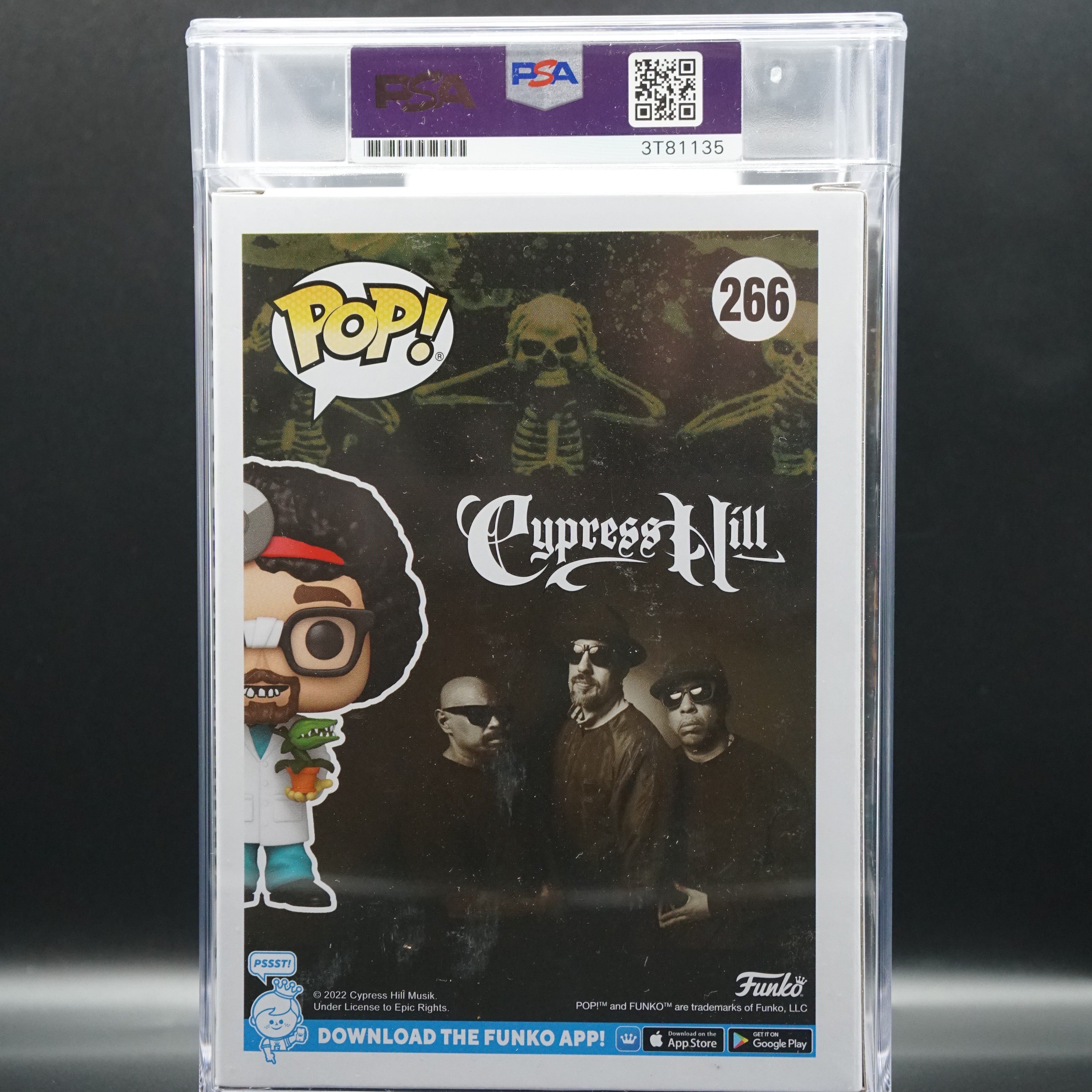 Cypress Hill Funko Pop  #266 Encapsulated B-Real as Dr. Green Thumb from Music Group inscripted "Get America stoned" or "AKA Dr. Green Thumb"  PSA COA  - Signed by B-Real