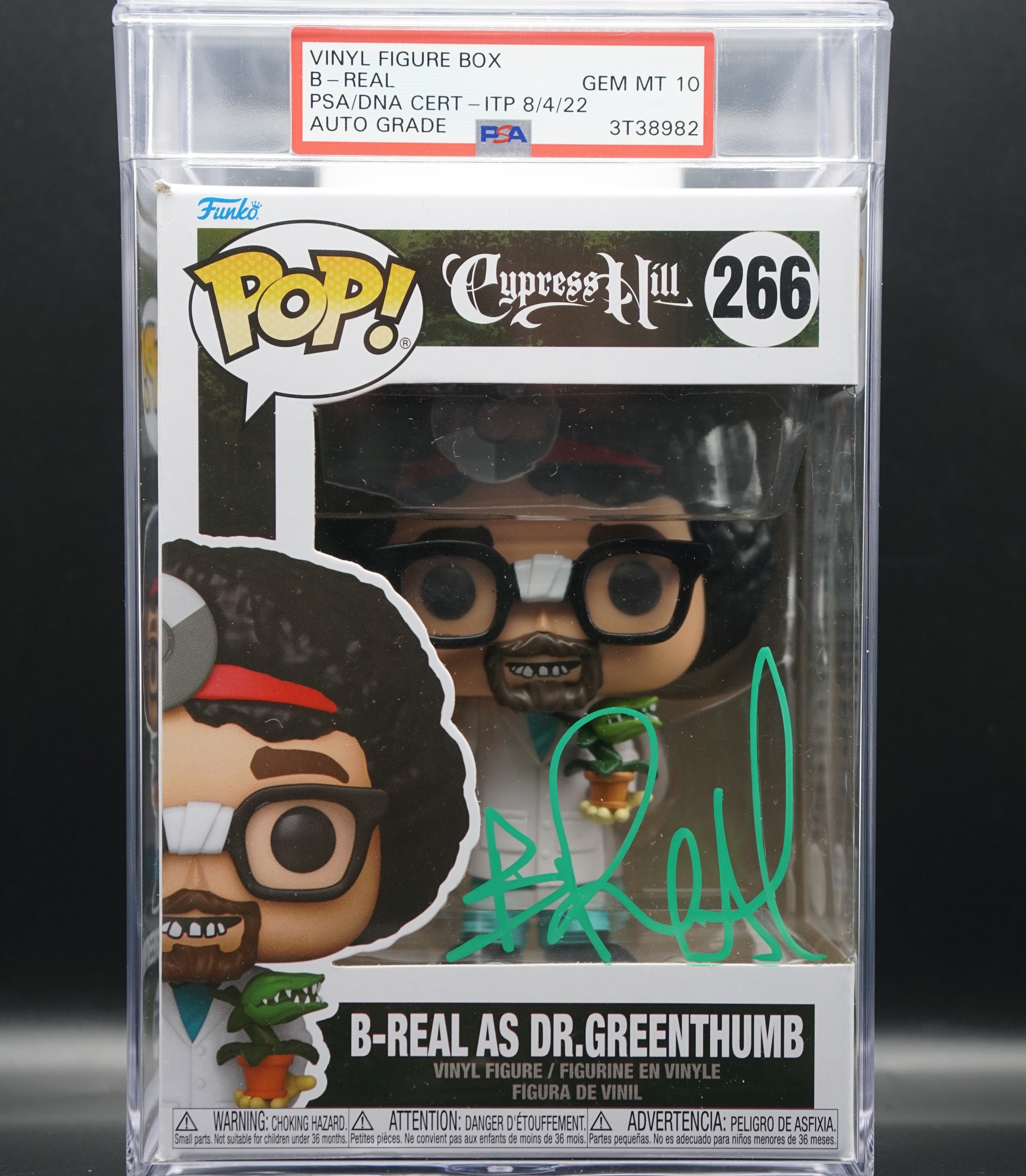 Cypress Hill Funko Pop #266 Encapsulated GEM MT 10 B-Real as Dr. Green Thumb from Music Group PSA COA - Signed by B-Real