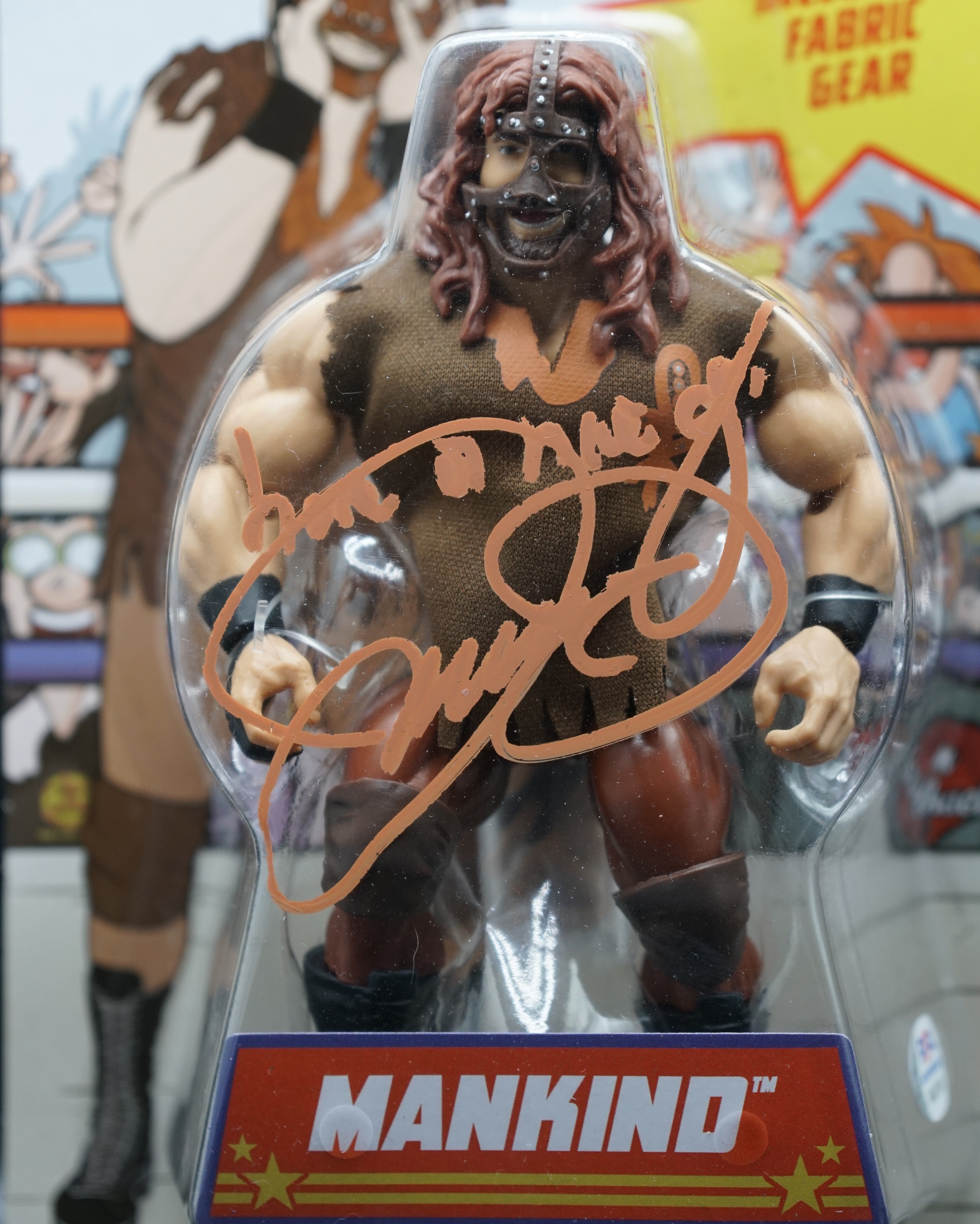 WWE Mankind Retro Superstar Action Figure with Inscription "Have a Nice Day" PSA COA - Signed by Mick Foley