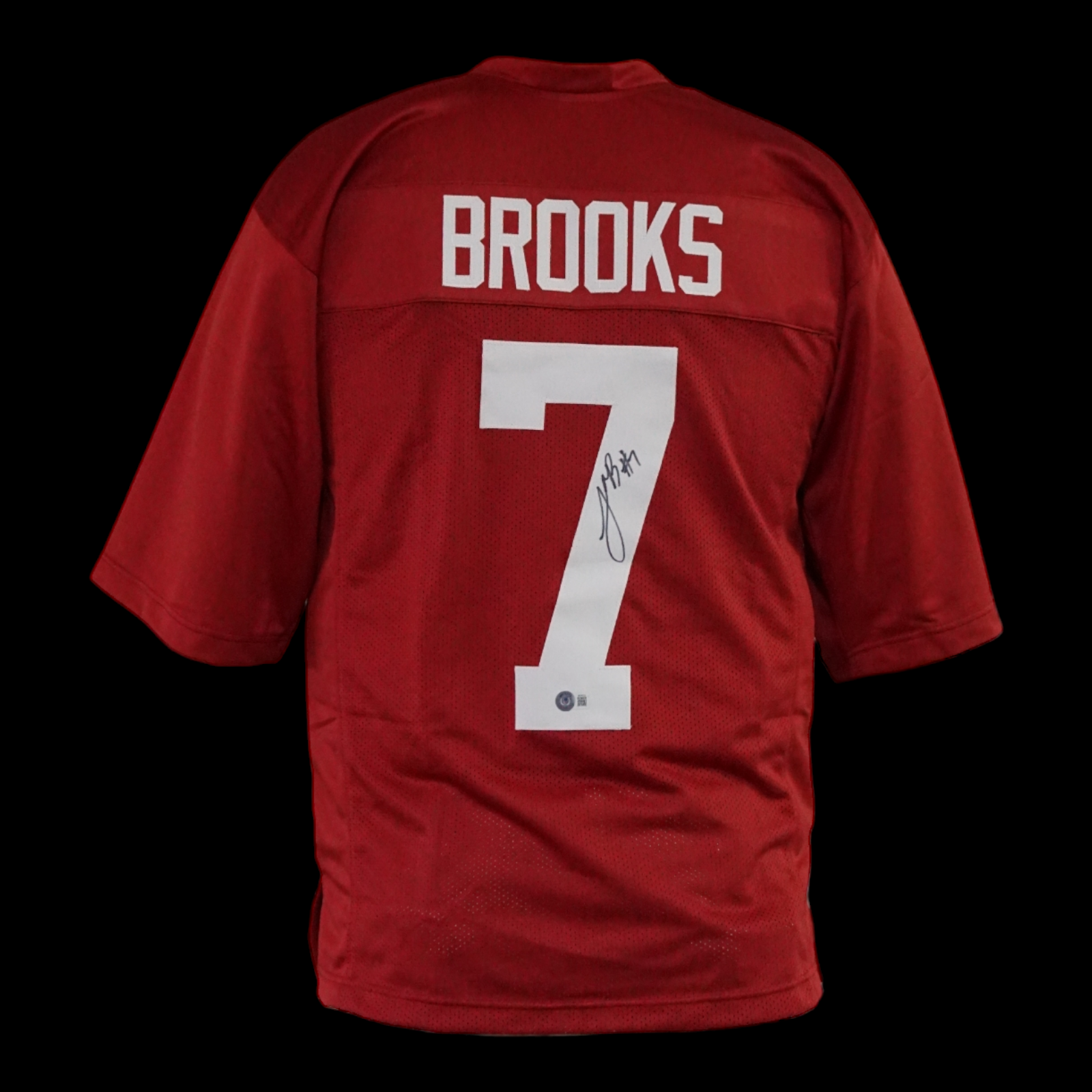 Alabama Ja'Corey Brooks WR #7 - Signed in black sharpie with Beckett COA crimson home jersey