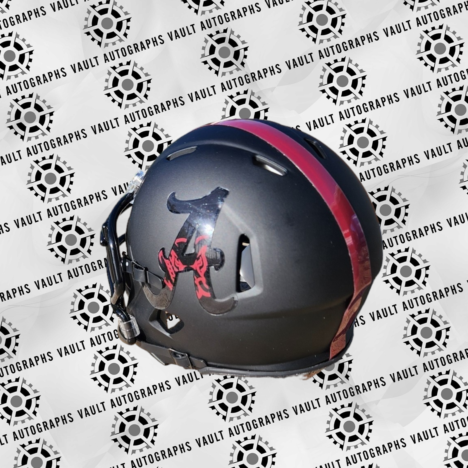 Nick Saban Signed Custom Black Out Mini Helmet Beckett Witnessed COA