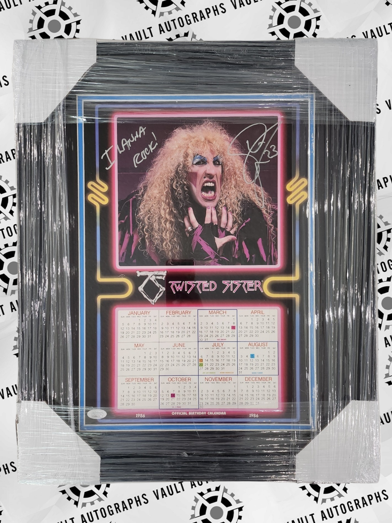 1986 Twisted Sister Framed Signed by Dee Snider Calander
