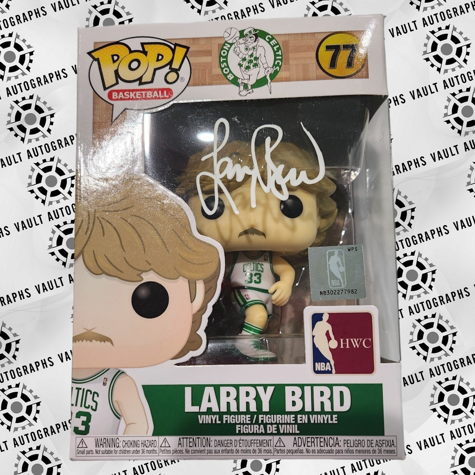 Larry Bird Signed Funko Pop #77 PSA Coa
