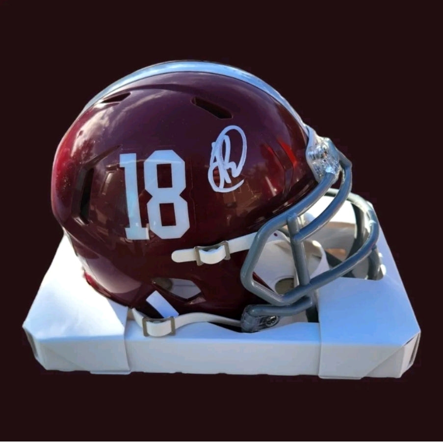 Isaiah Bond Autographed Alabama Crimson Tide Football Mini helmet Beckett COA