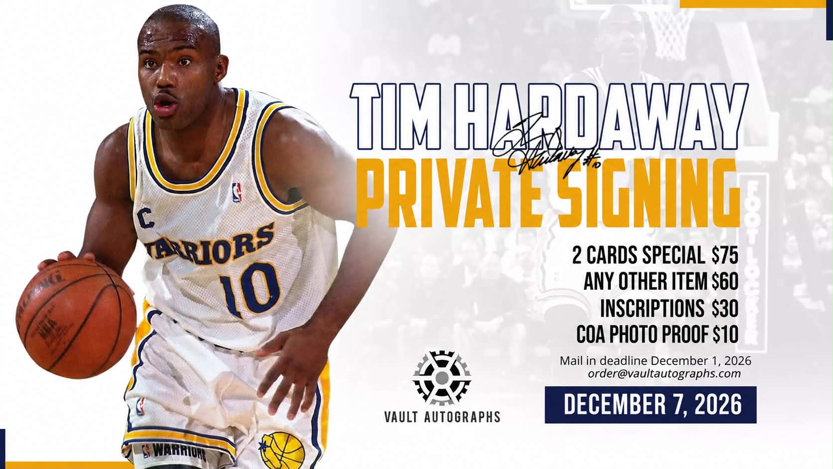 Tim Hardaway SR private signing December 7th 2026